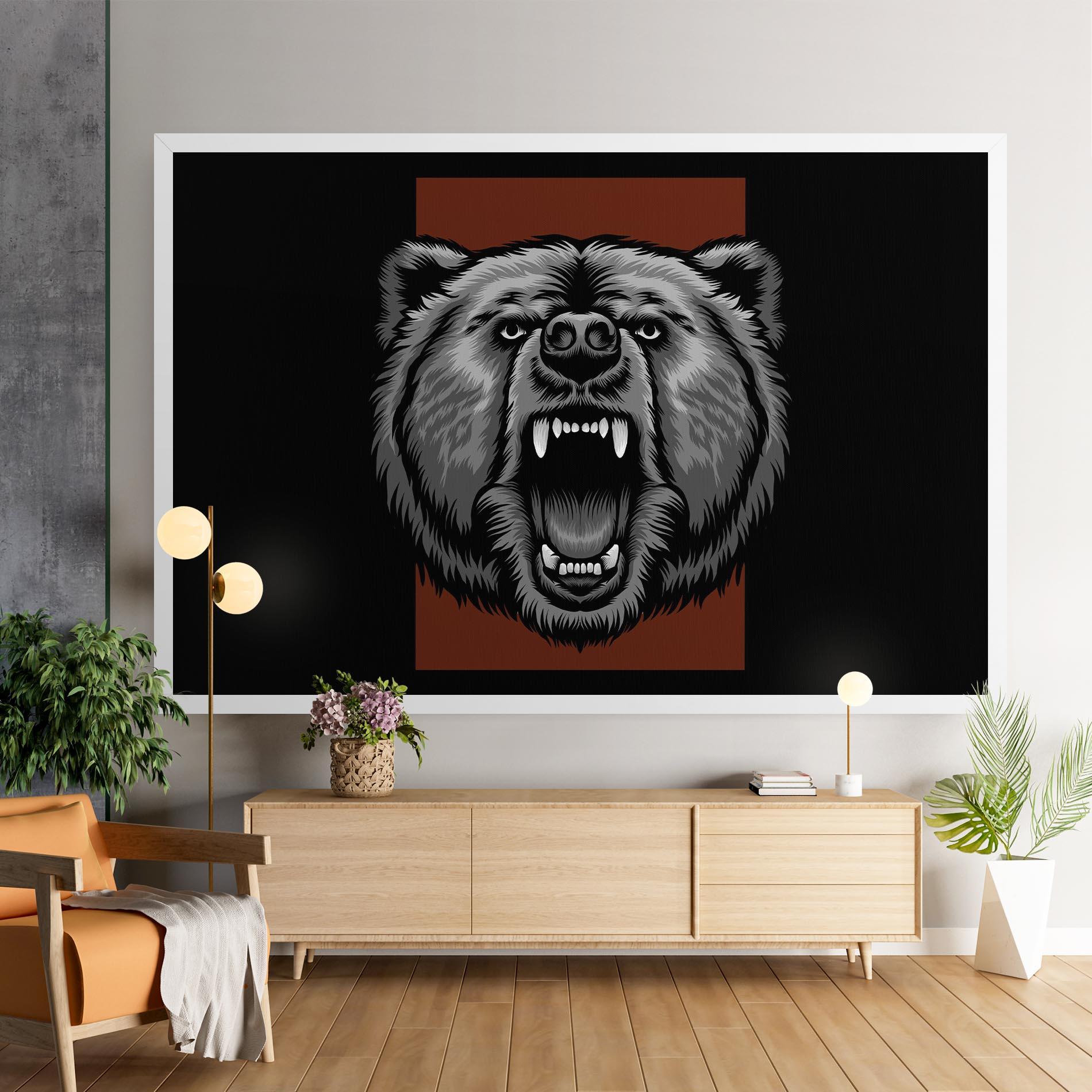 Leinwandbild Grey Bear Head mockup 9