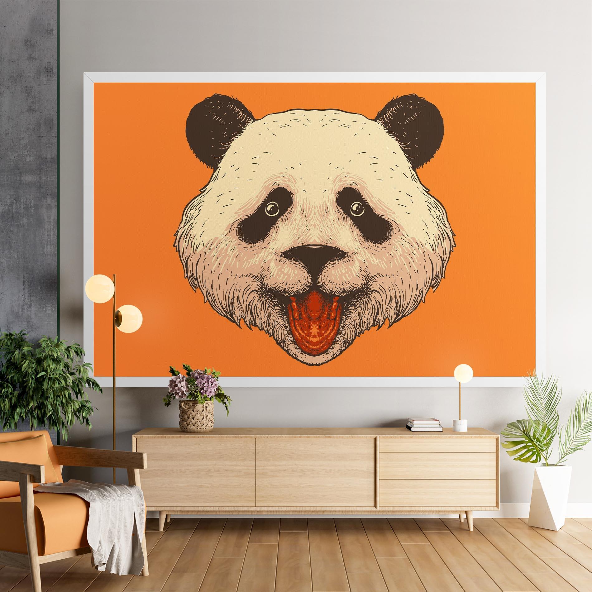 Leinwandbild Panda On Orange mockup 9