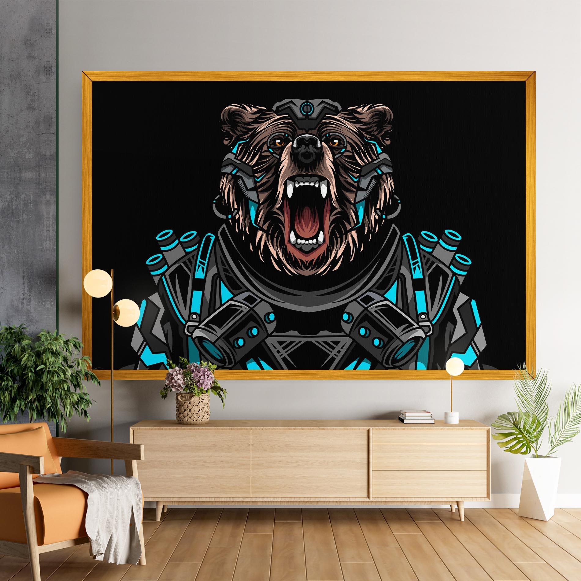Leinwandbild Black Cyborg Bear mockup 9