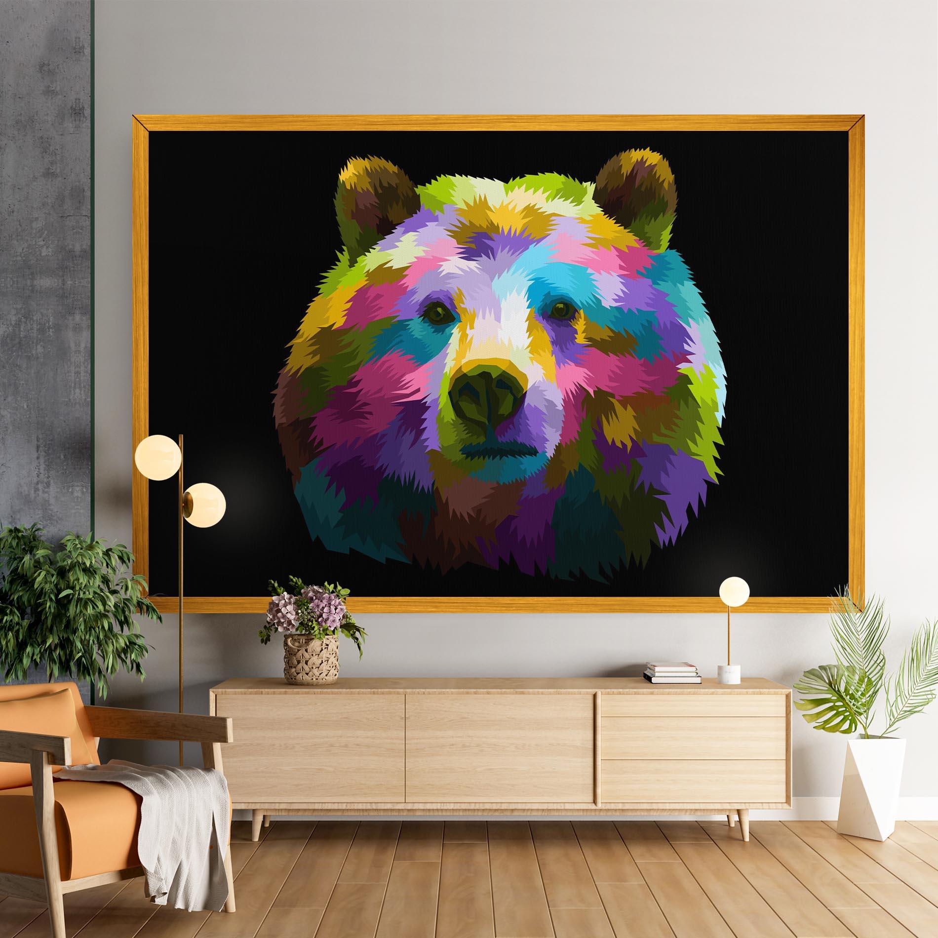 Leinwandbild Colorful Bear Head mockup 9