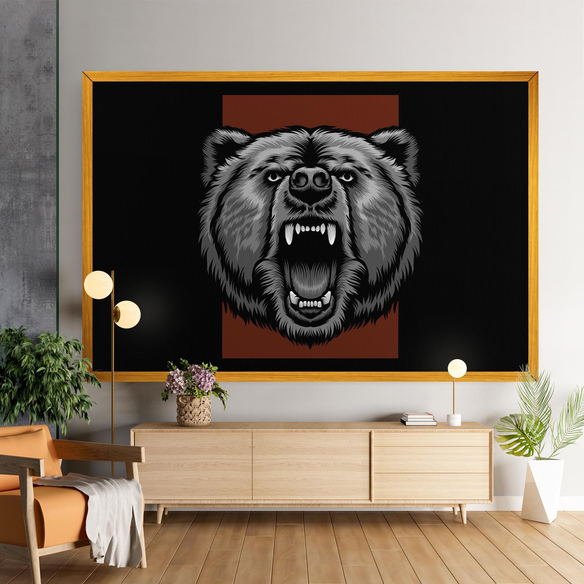 Leinwandbild Grey Bear Head mockup 9