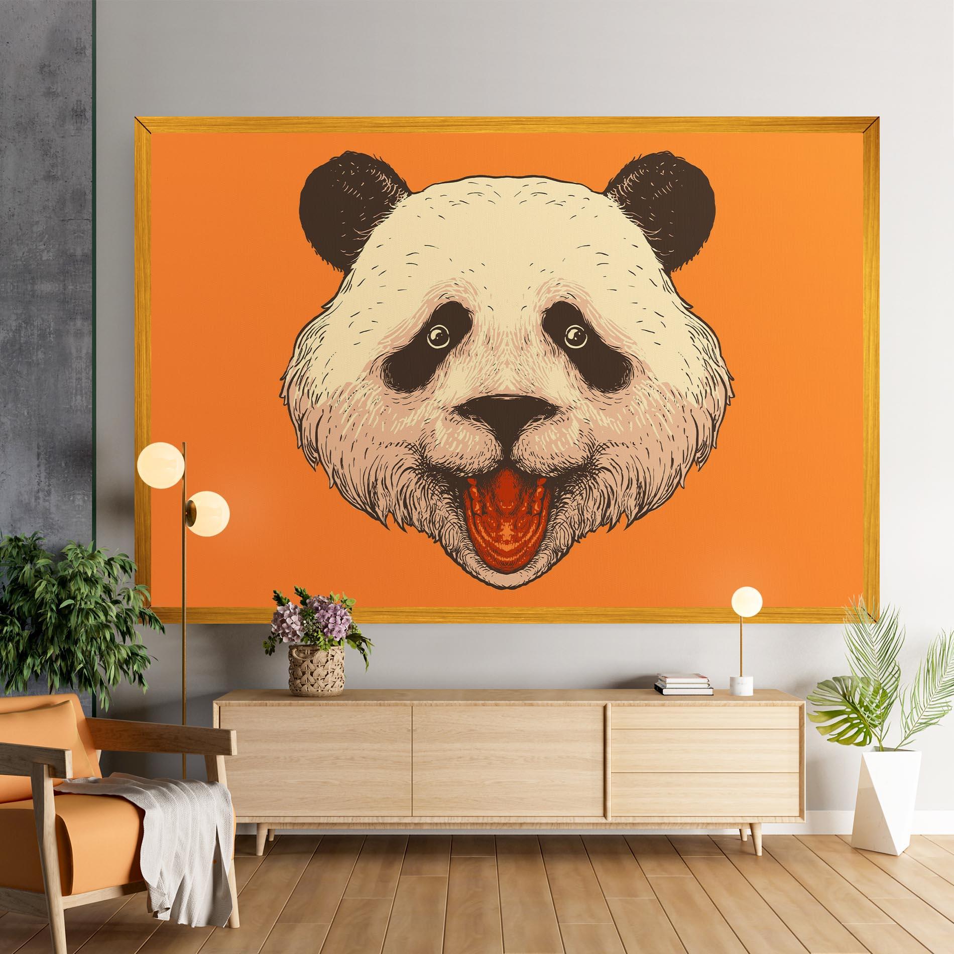 Leinwandbild Panda On Orange mockup 9