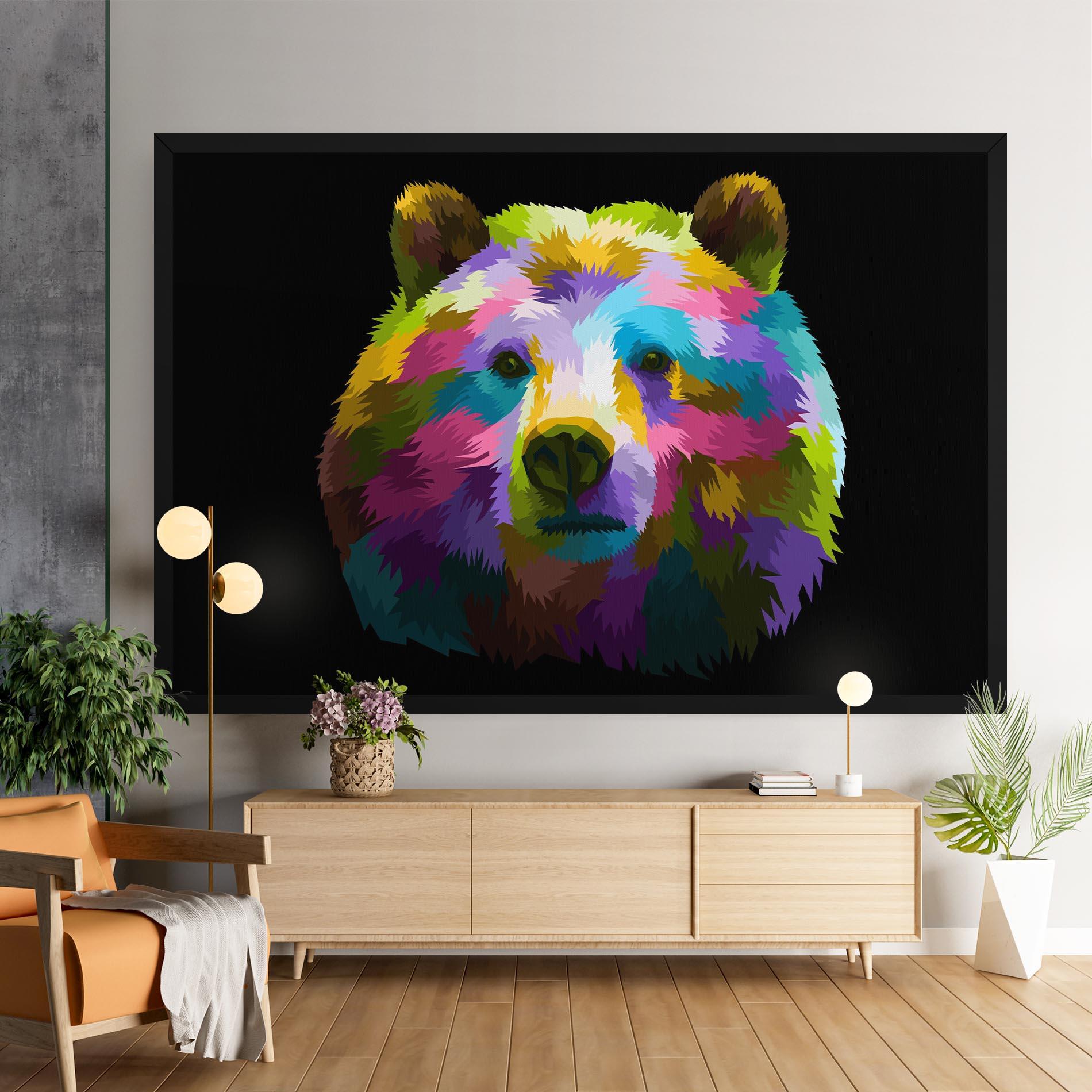 Leinwandbild Colorful Bear Head mockup 9