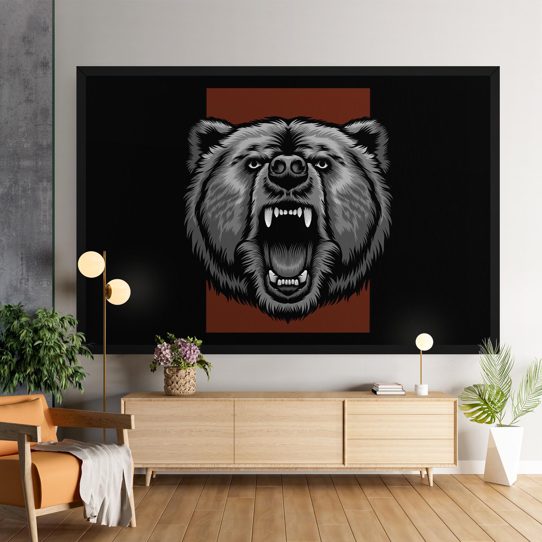 Leinwandbild Grey Bear Head mockup 9