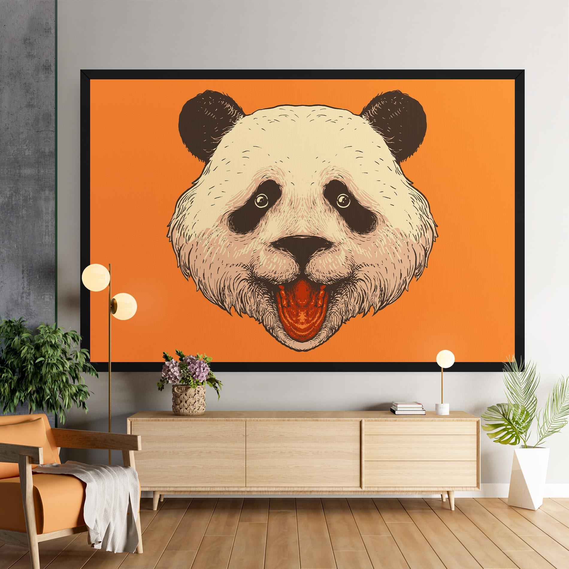 Leinwandbild Panda On Orange mockup 9