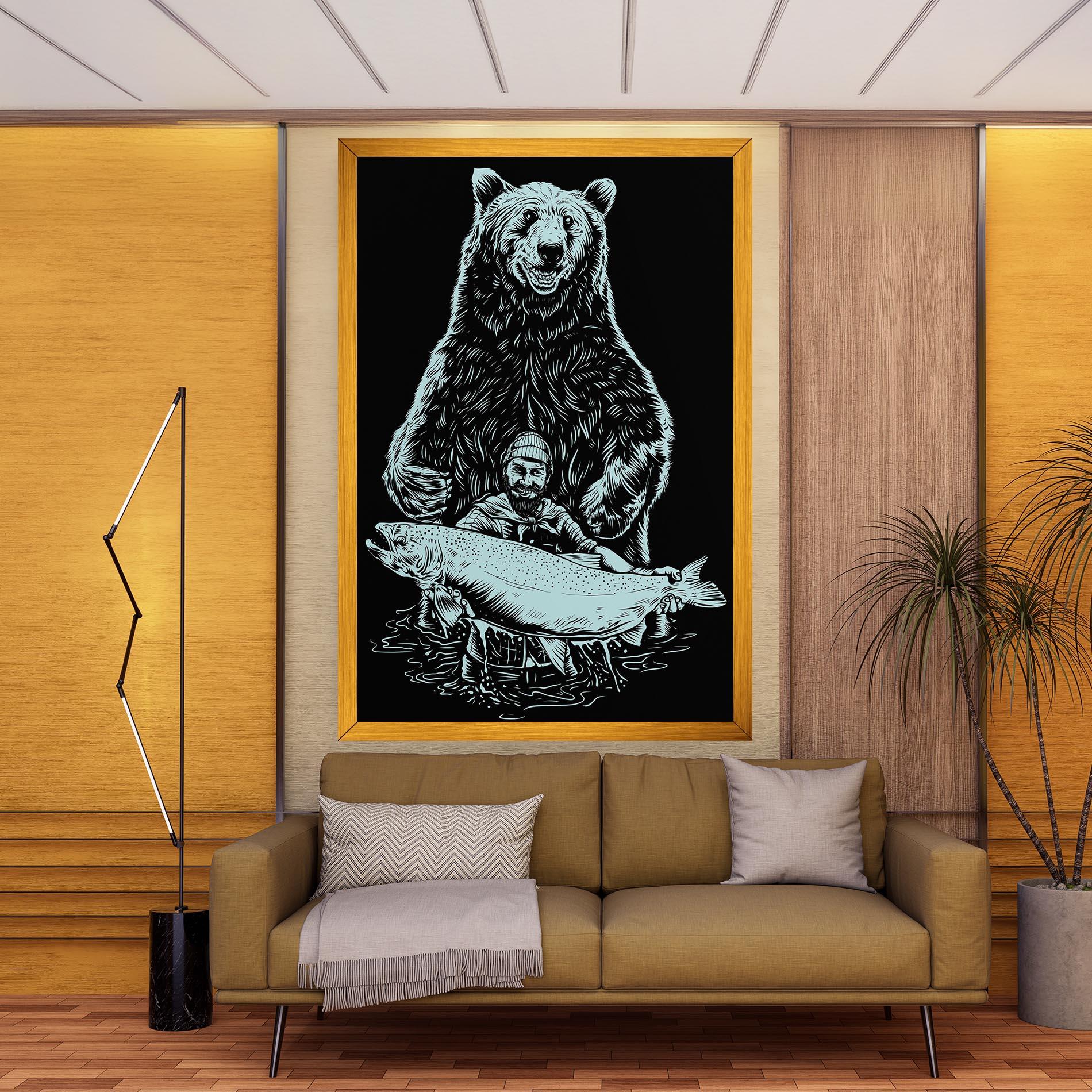 Leinwandbild Fishing Bear mockup 9
