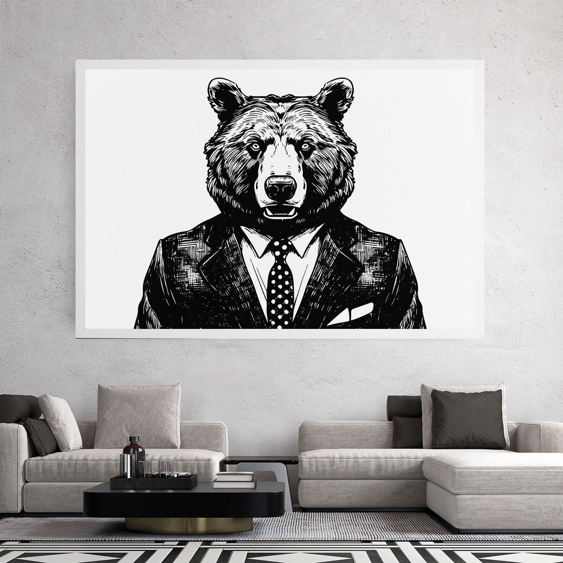 Leinwandbild Bear In Suit mockup 2