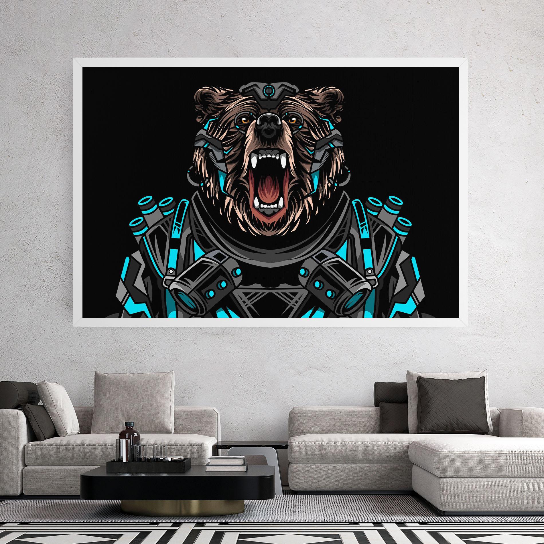 Leinwandbild Black Cyborg Bear mockup 2