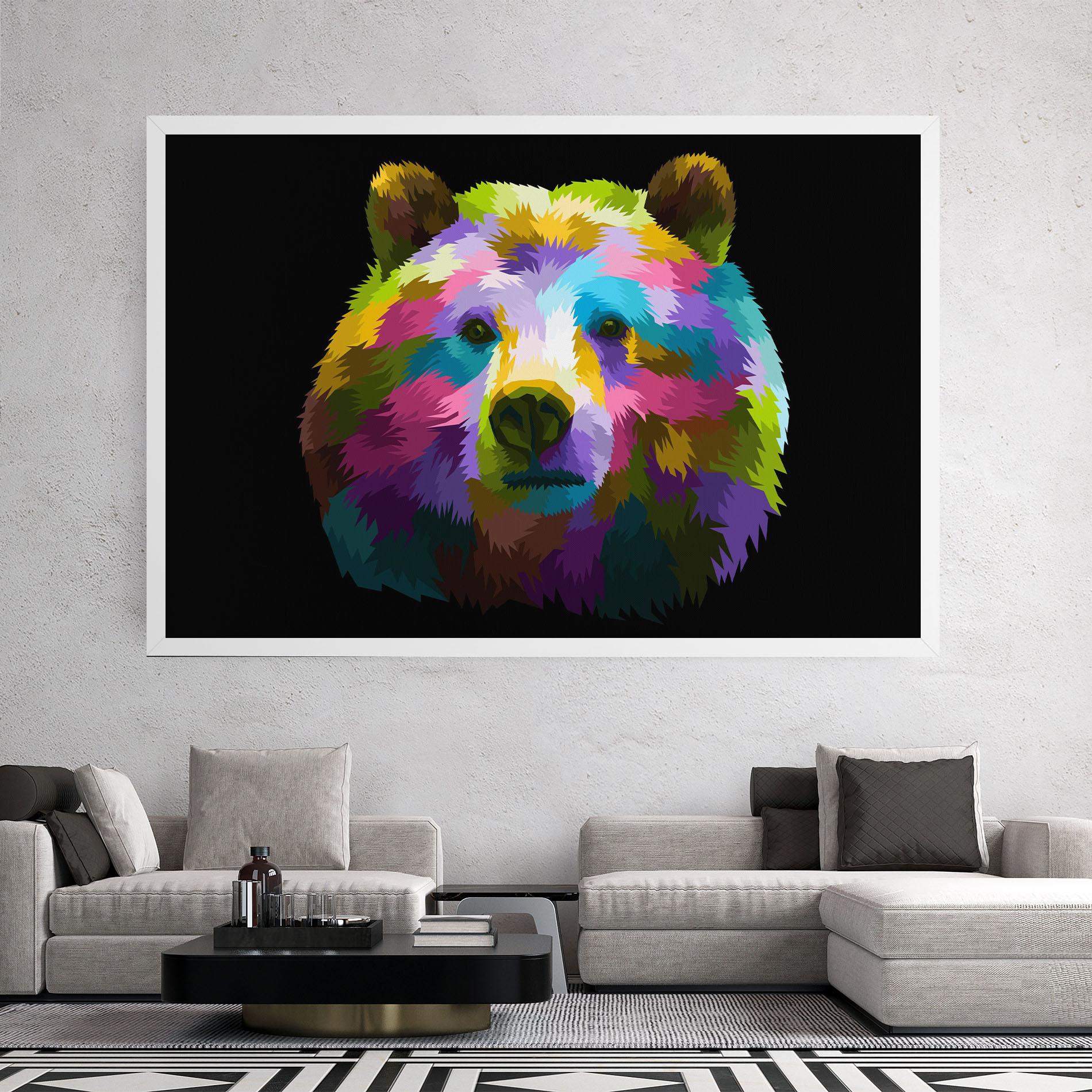 Leinwandbild Colorful Bear Head mockup 2