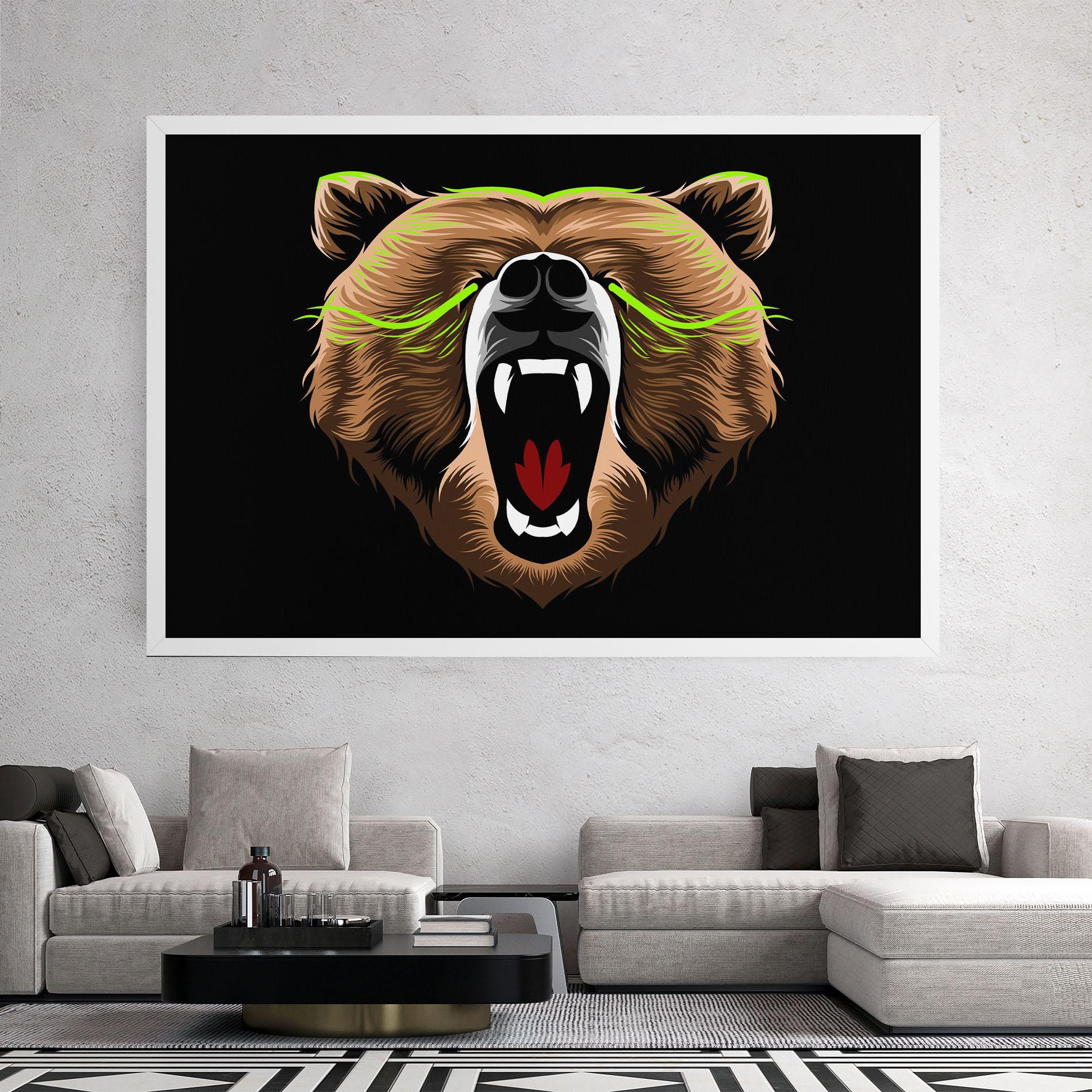 Leinwandbild Green Line Bear mockup 2