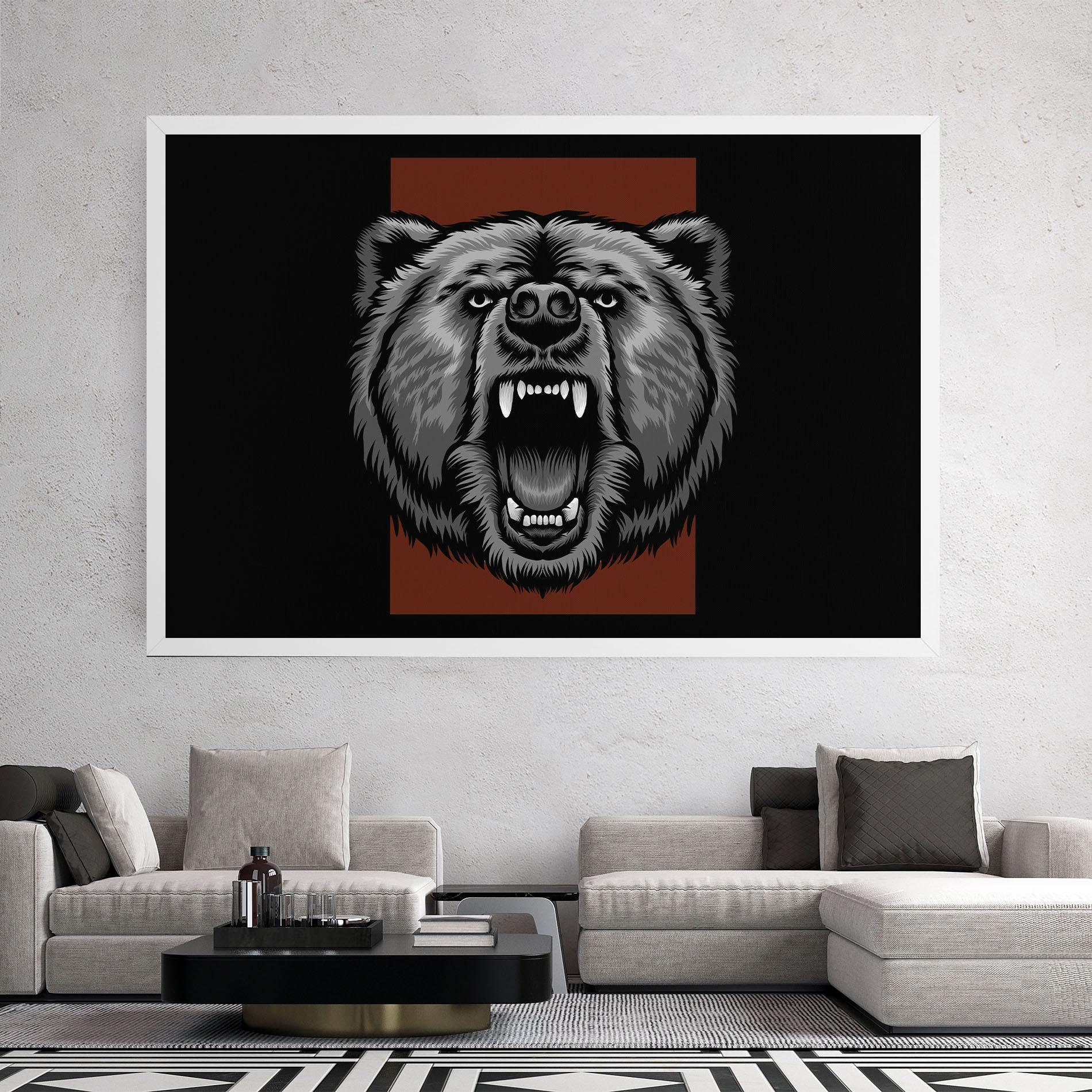Leinwandbild Grey Bear Head mockup 2