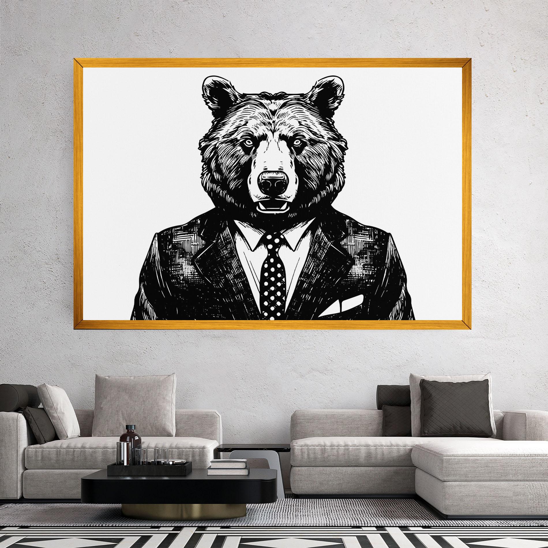Leinwandbild Bear In Suit mockup 2