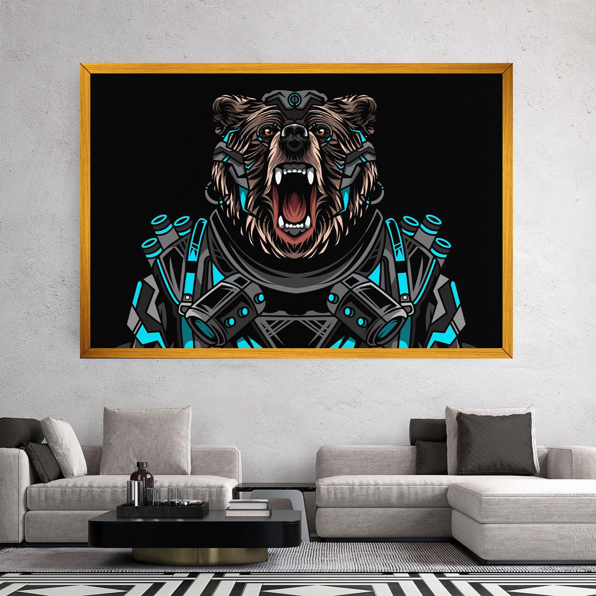 Leinwandbild Black Cyborg Bear mockup 2
