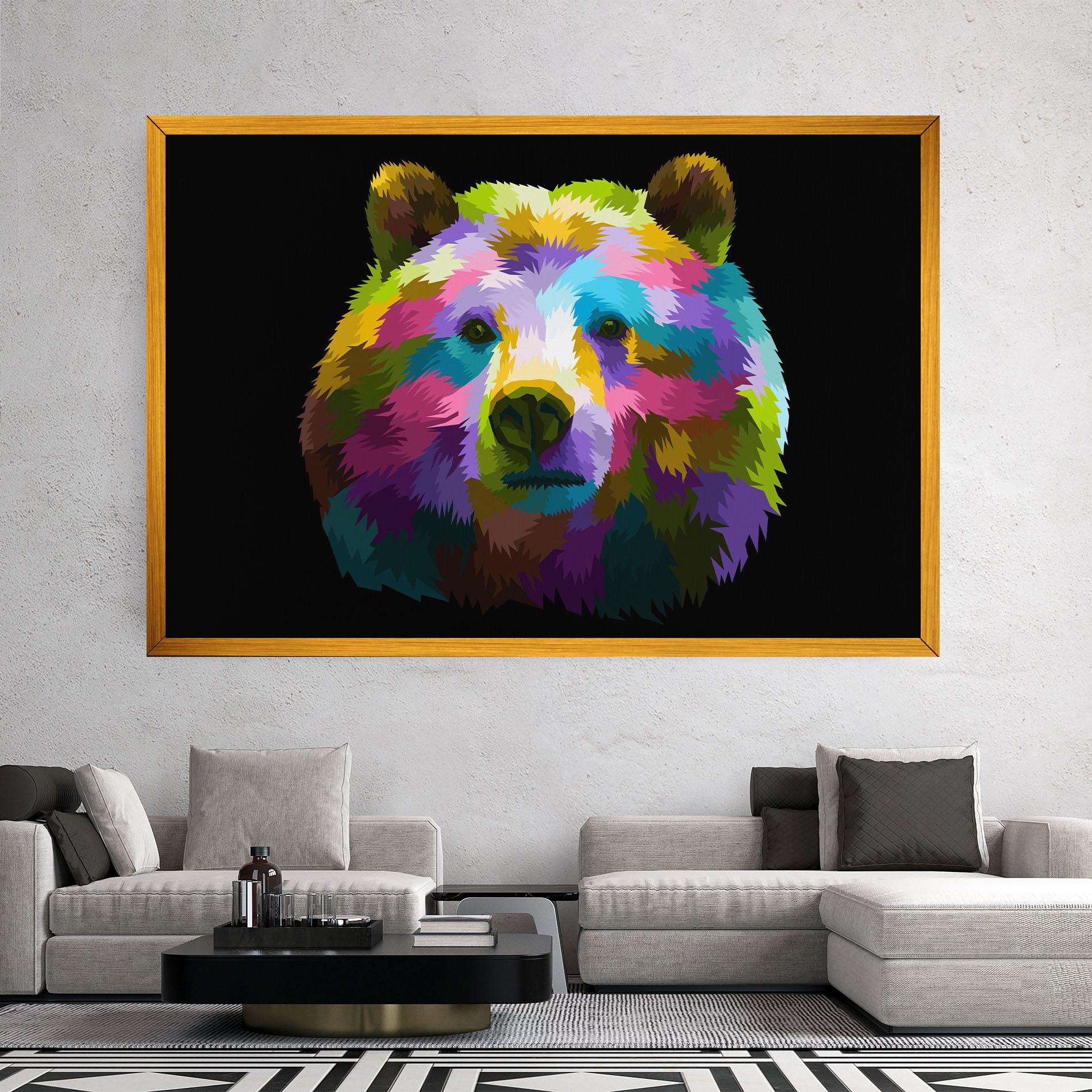 Leinwandbild Colorful Bear Head mockup 2