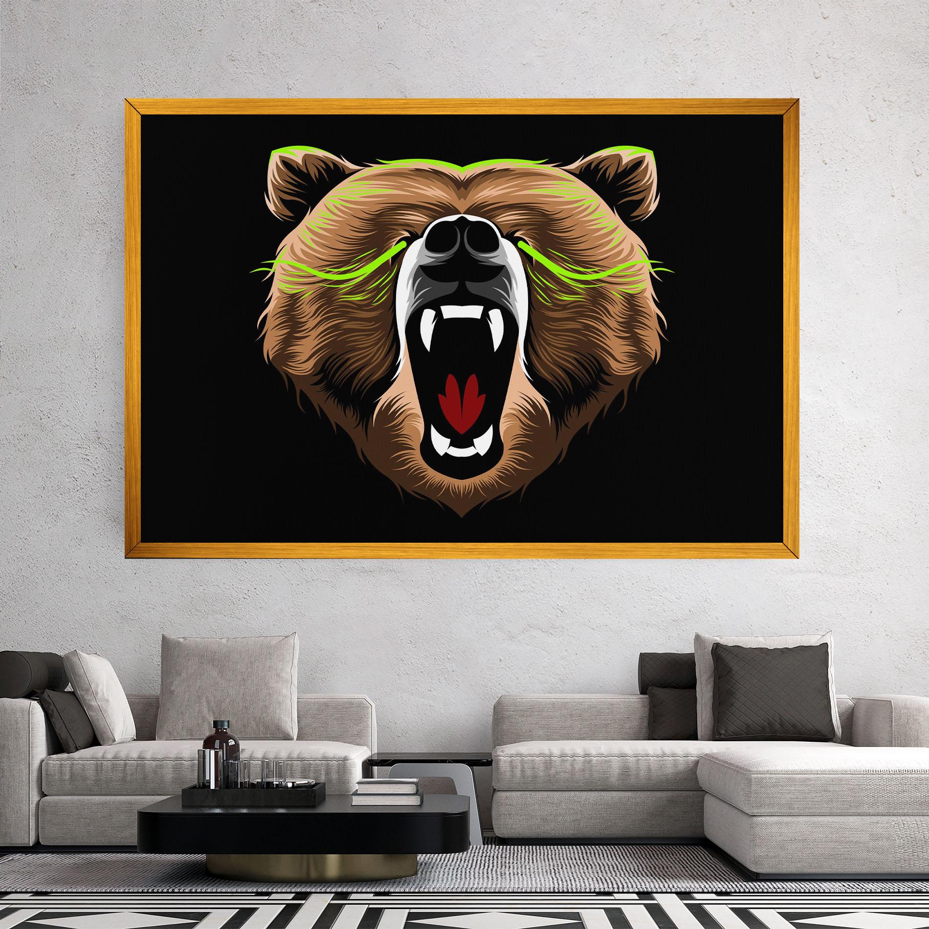 Leinwandbild Green Line Bear mockup 2