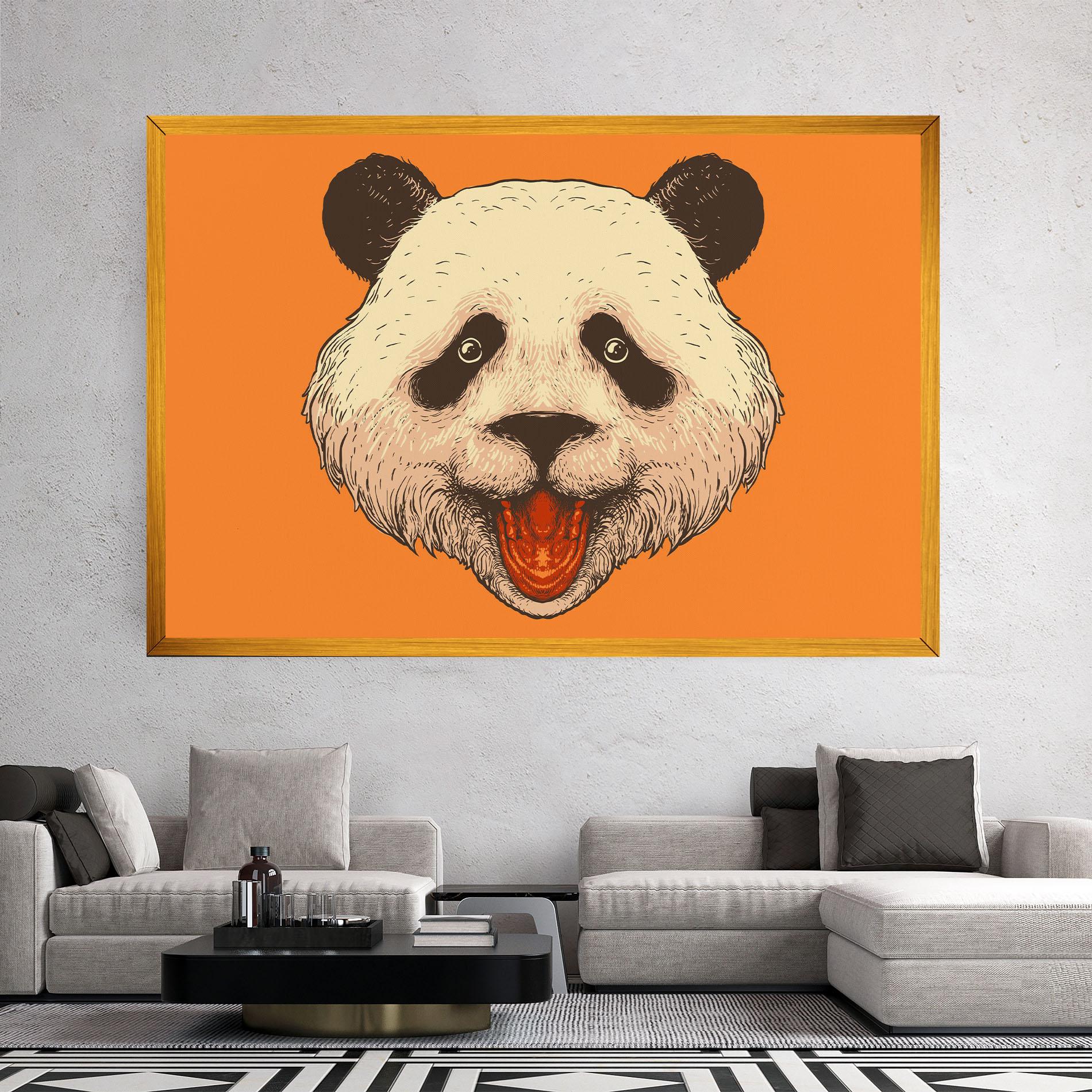 Leinwandbild Panda On Orange mockup 2