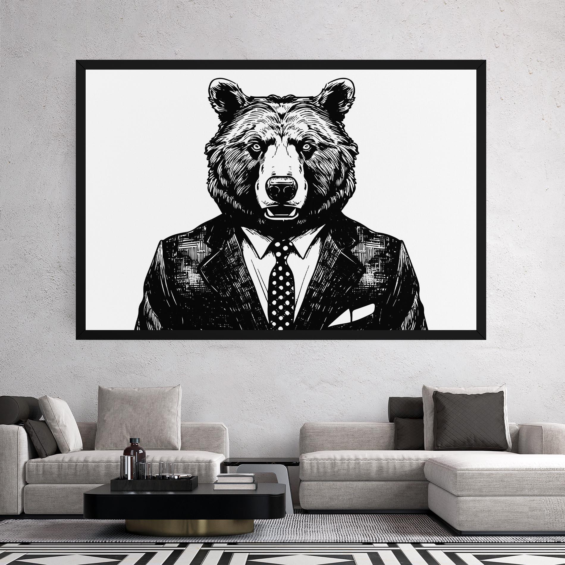 Leinwandbild Bear In Suit mockup 2