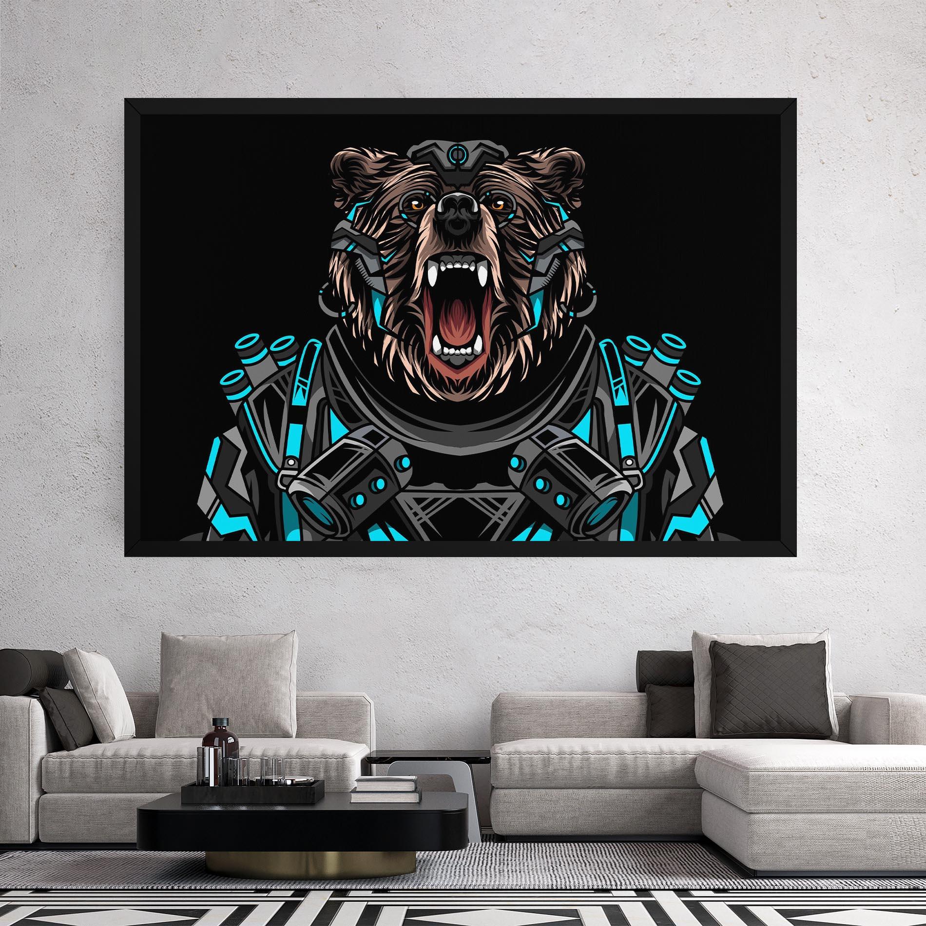 Leinwandbild Black Cyborg Bear mockup 2