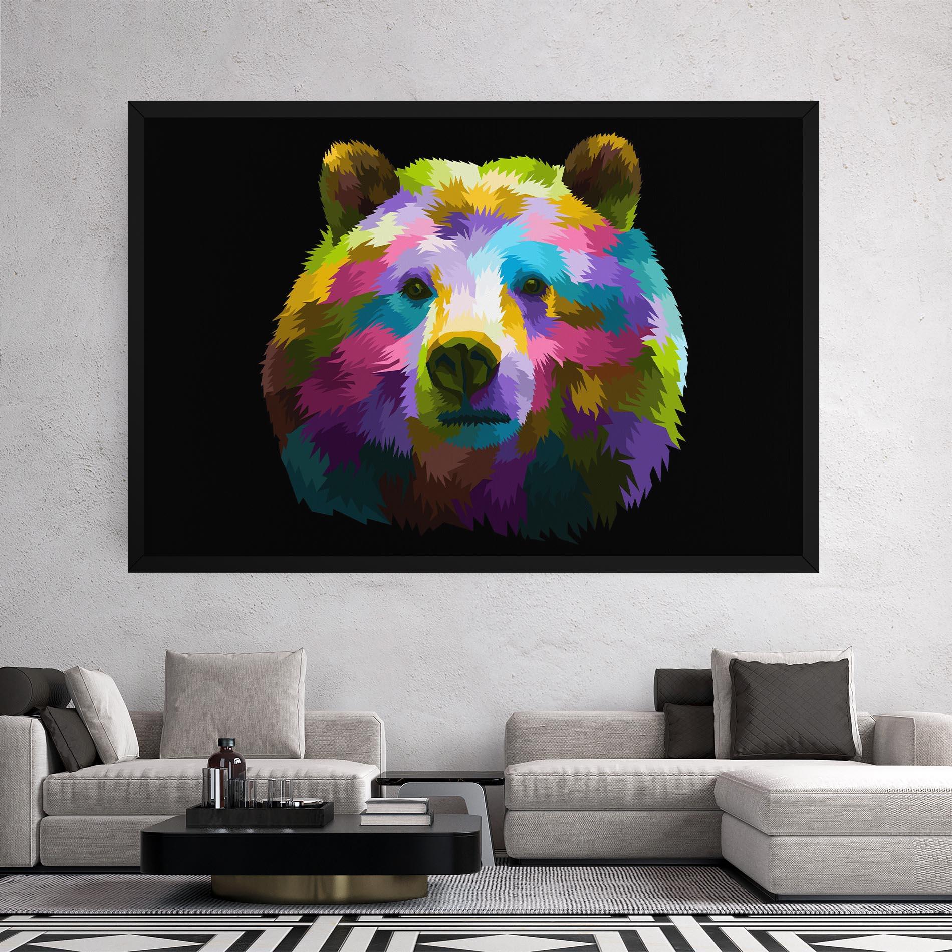Leinwandbild Colorful Bear Head mockup 2