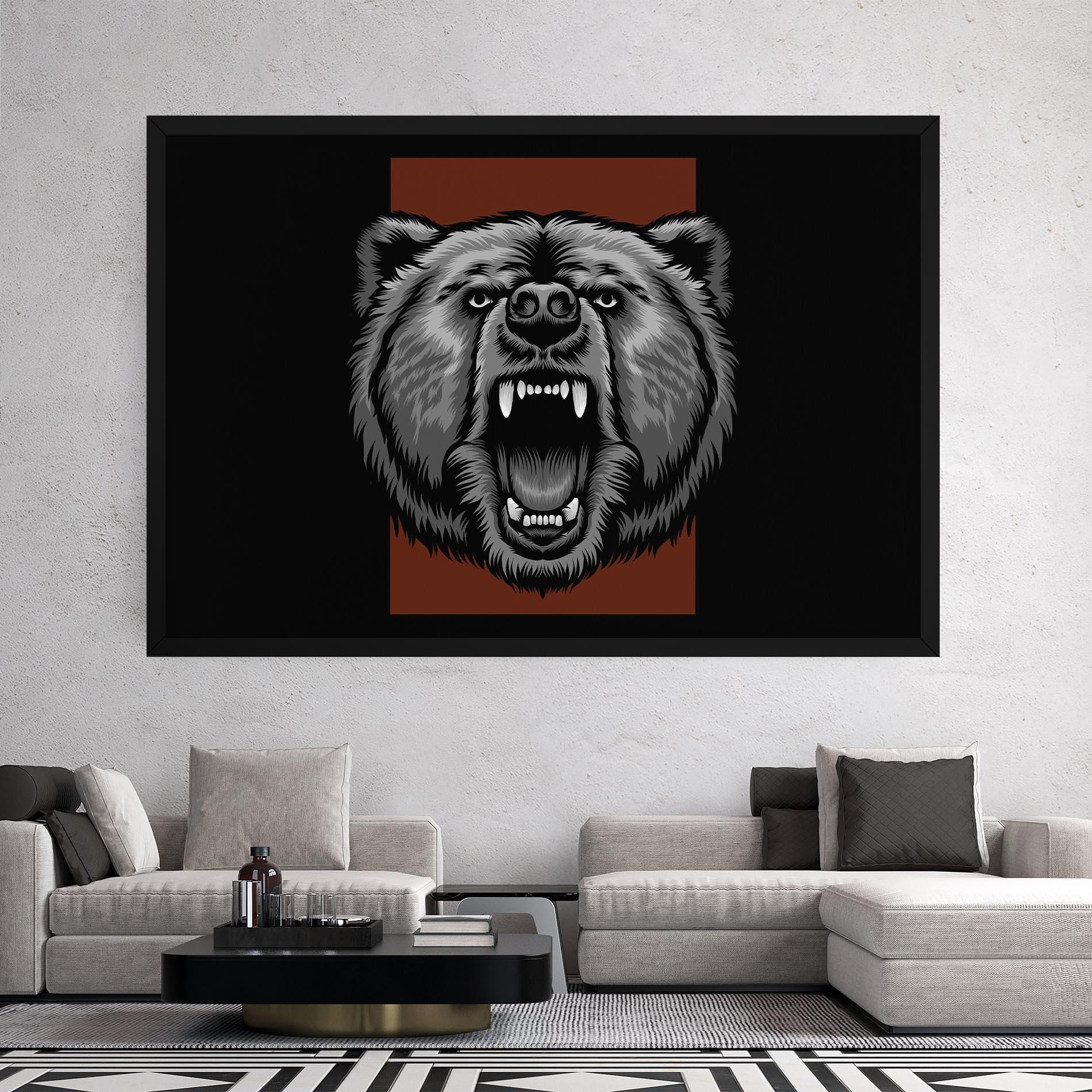 Leinwandbild Grey Bear Head mockup 2