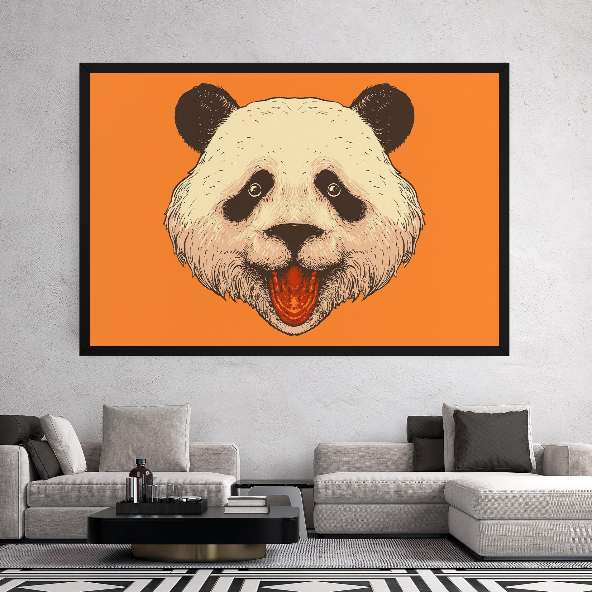 Leinwandbild Panda On Orange mockup 2