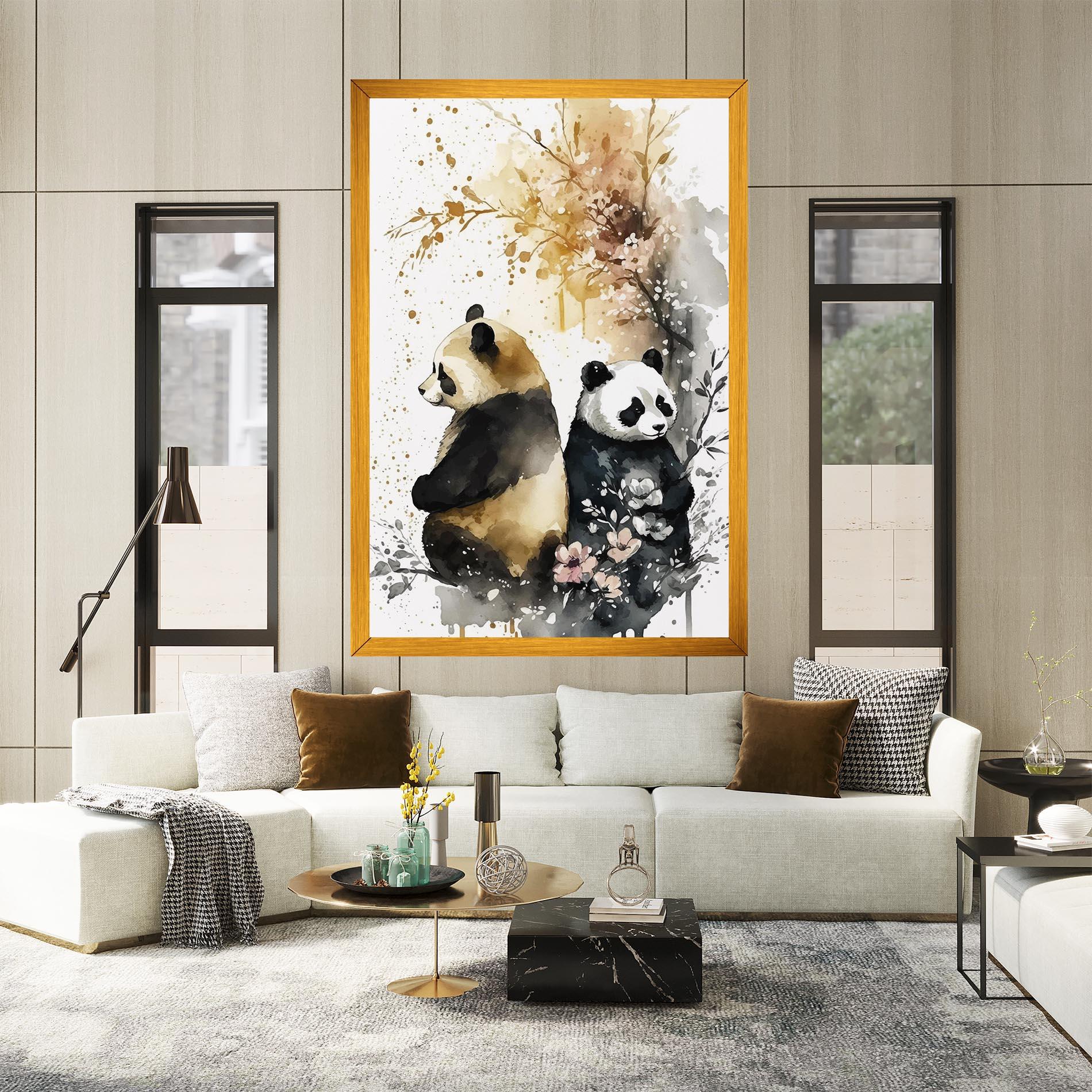 Leinwandbild Gold Panda Art mockup 2