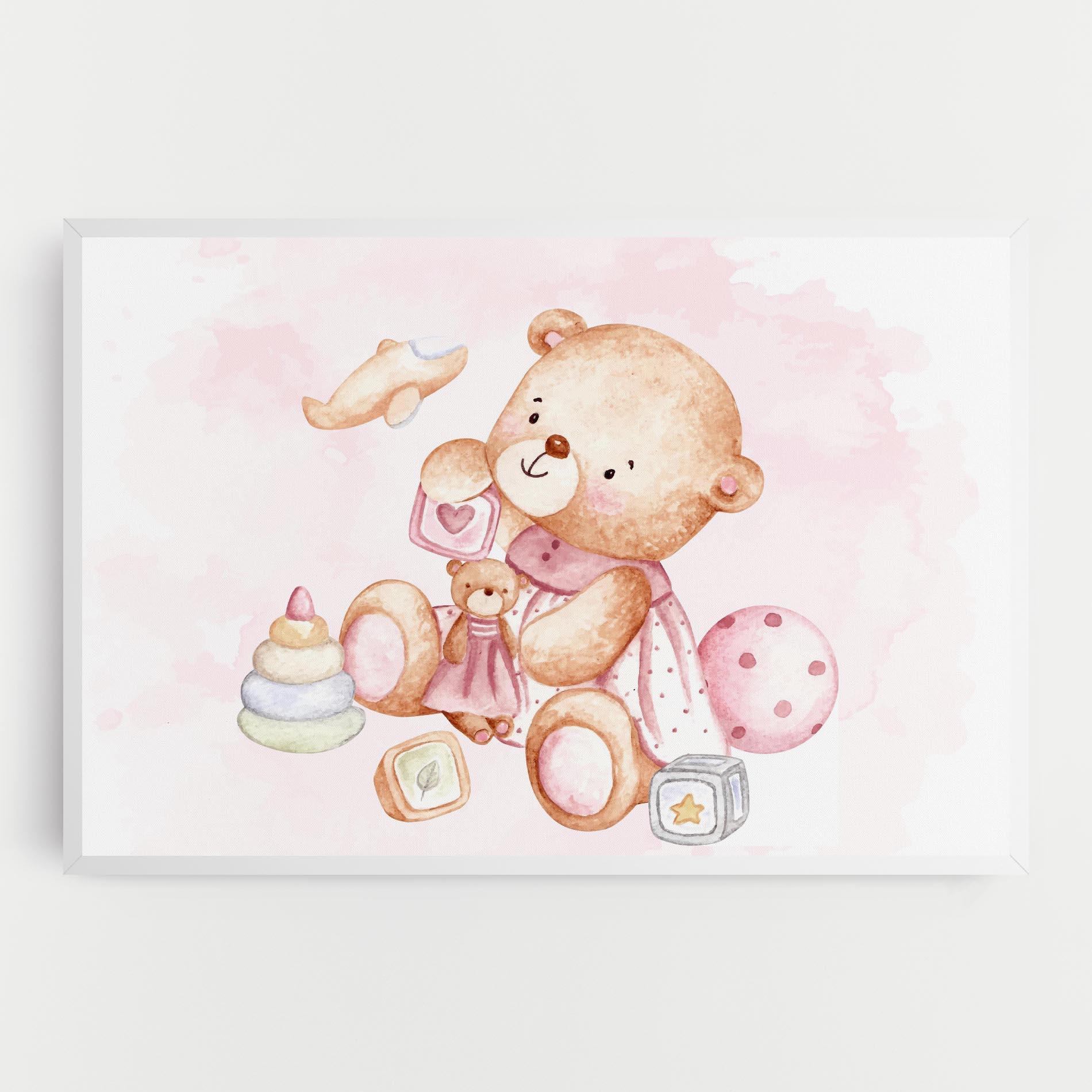 Leinwandbild Bear With Toys mockup 0