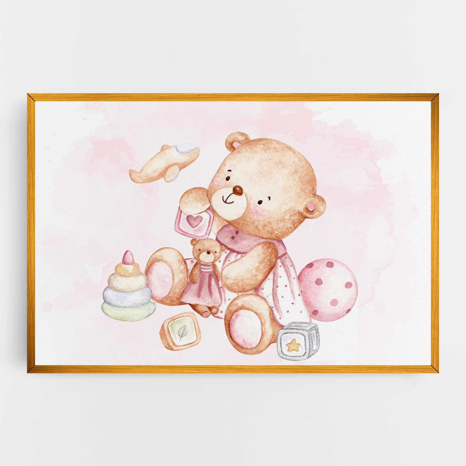 Leinwandbild Bear With Toys mockup 0