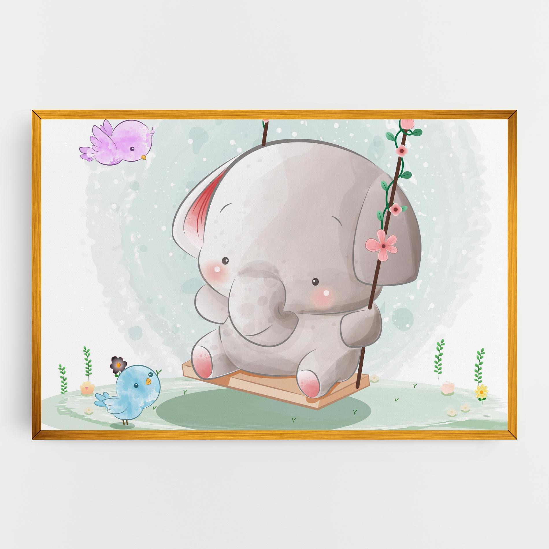 Leinwandbild Bird Baby Elephant mockup 0