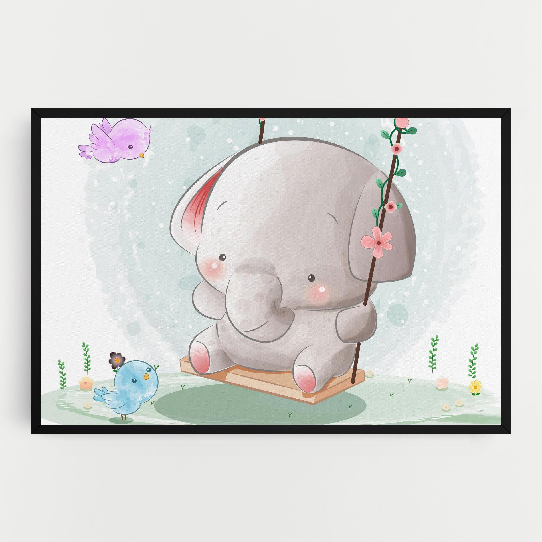 Leinwandbild Bird Baby Elephant mockup 0