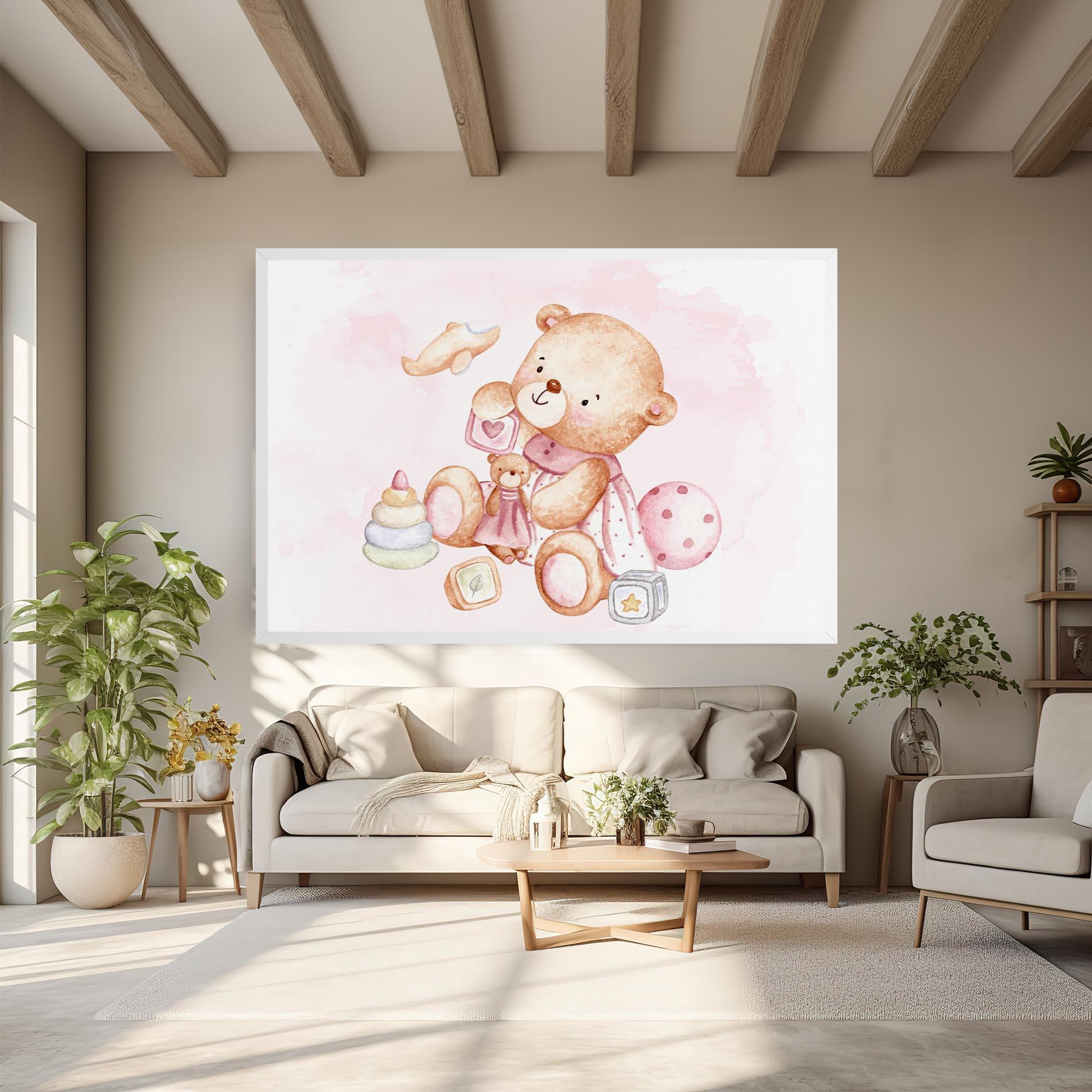 Leinwandbild Bear With Toys mockup 6