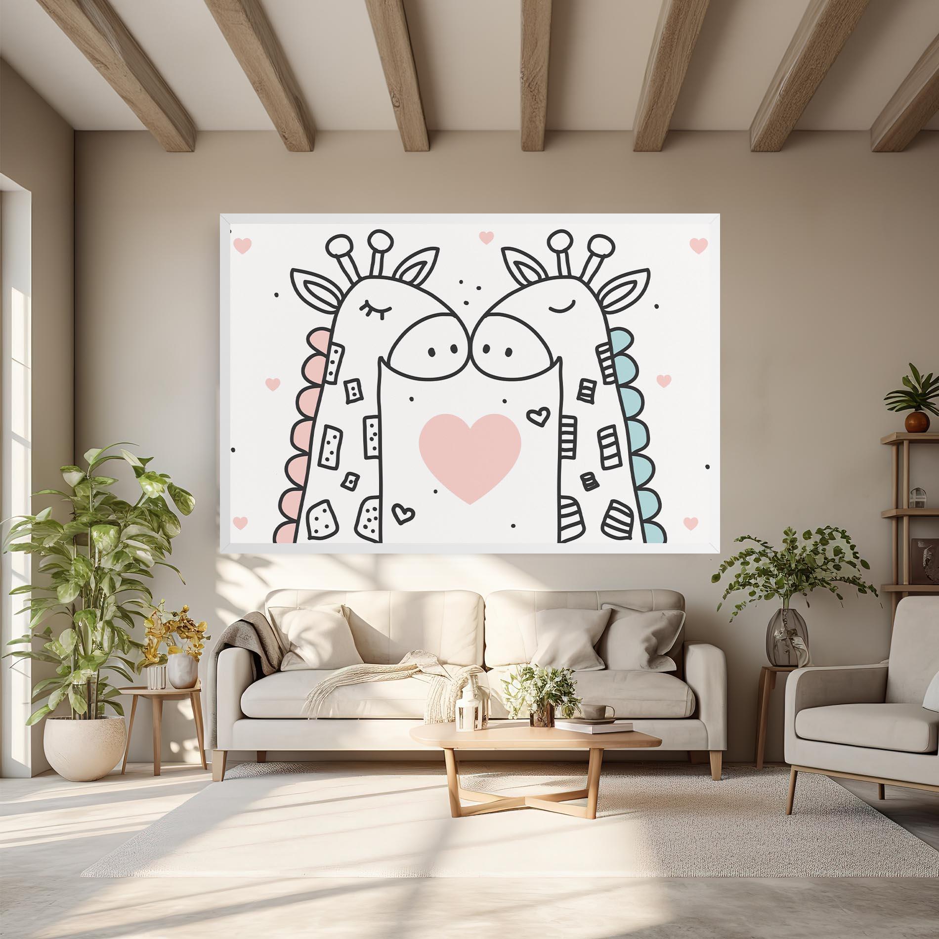 Leinwandbild Giraffe Couple mockup 6