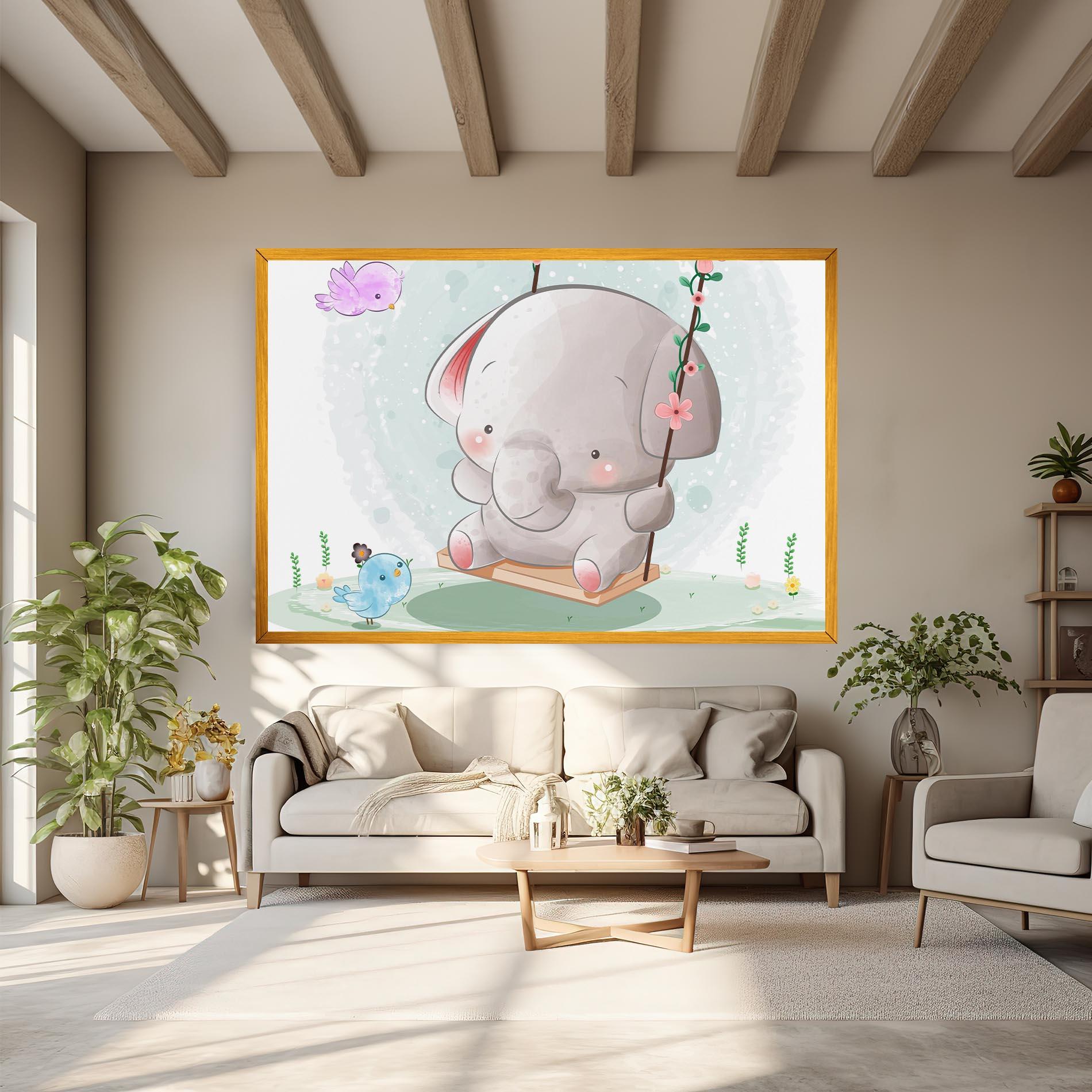 Leinwandbild Bird Baby Elephant mockup 6
