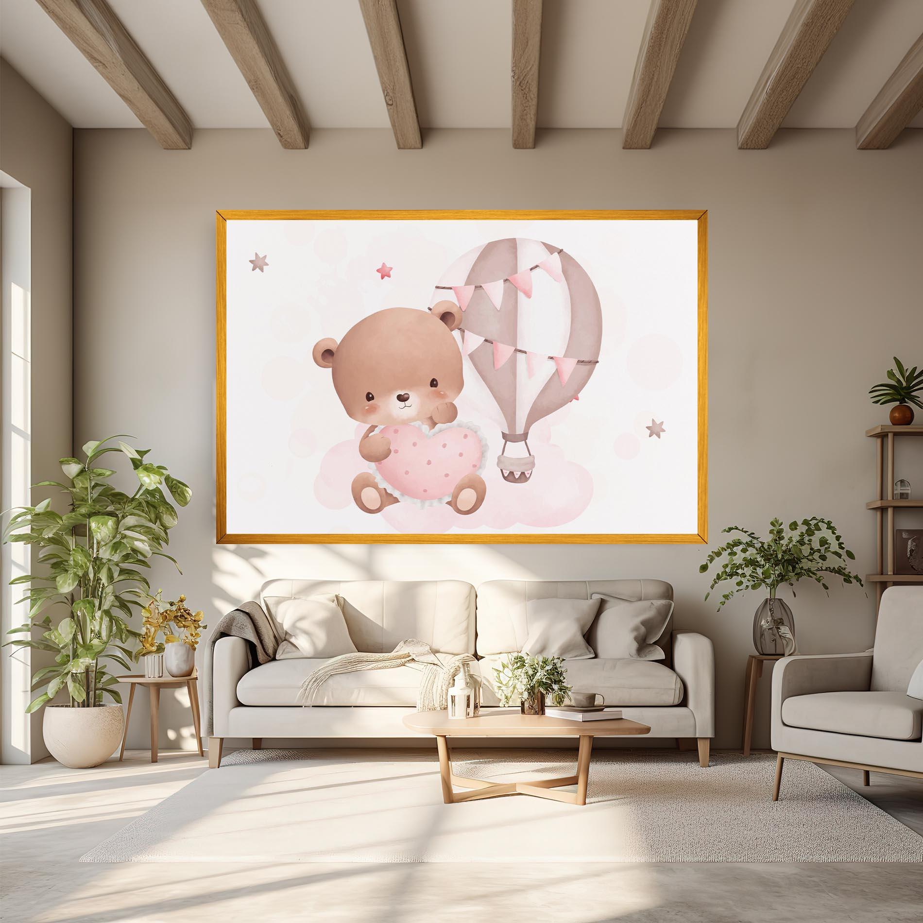 Leinwandbild Pink Heart Bear mockup 6