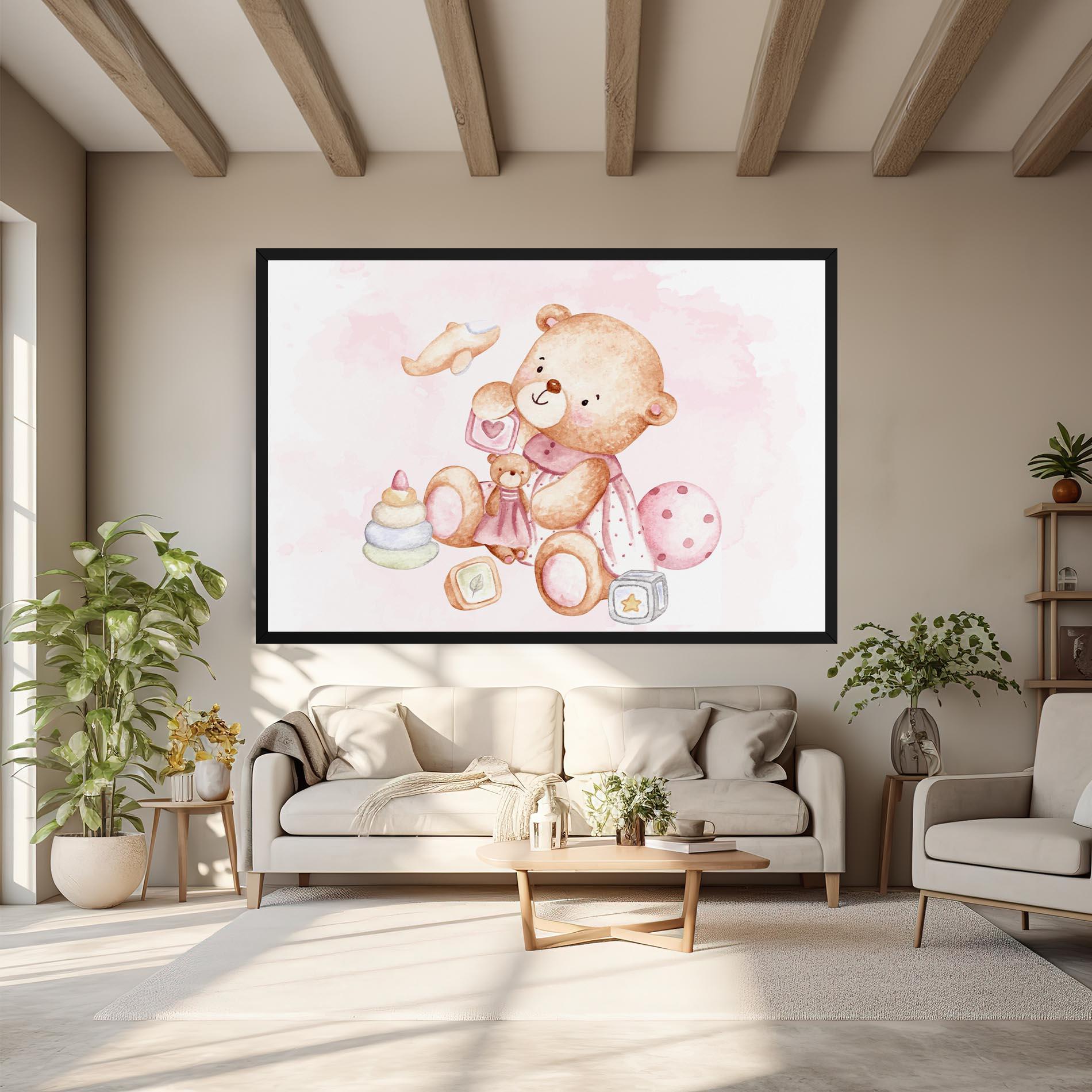 Leinwandbild Bear With Toys mockup 6