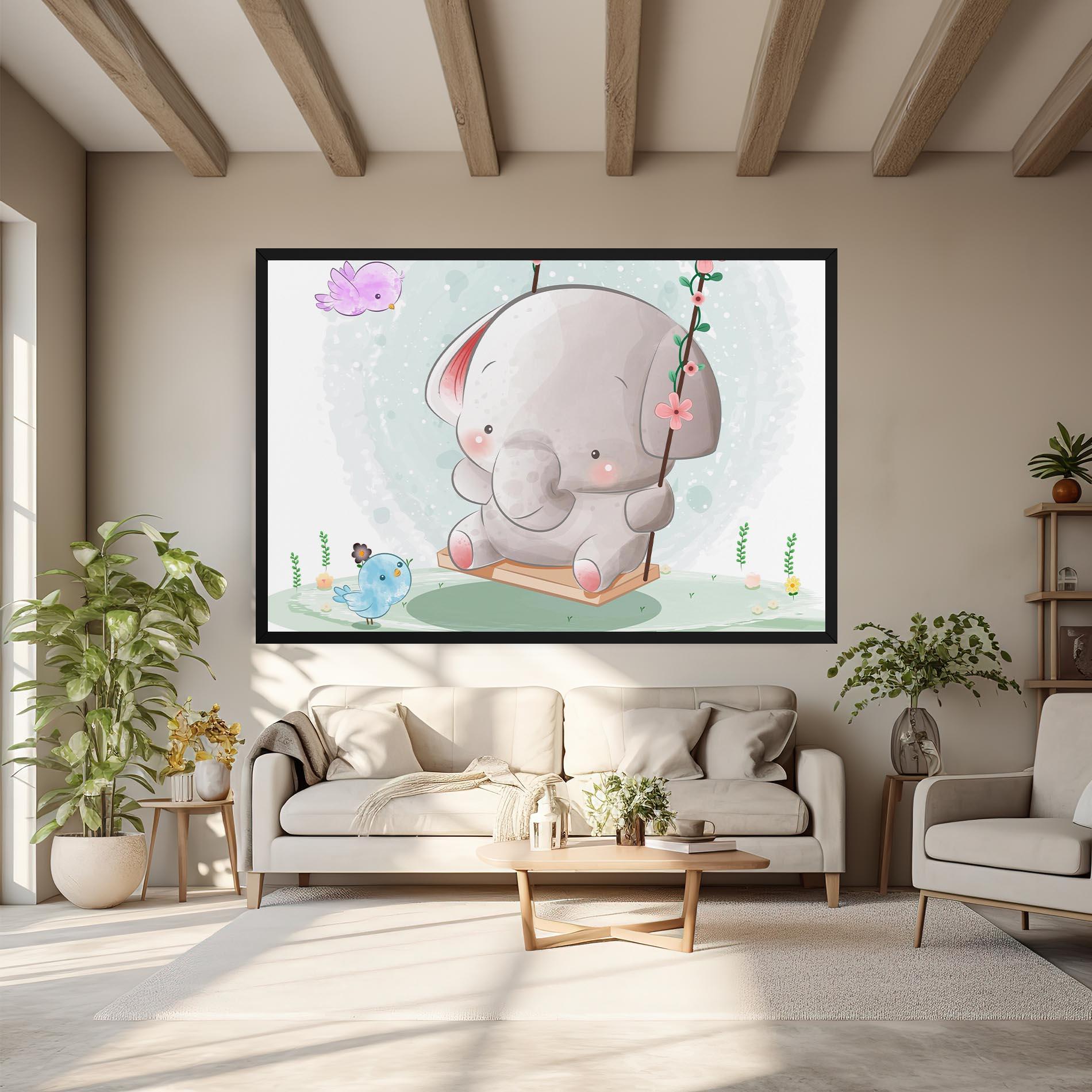 Leinwandbild Bird Baby Elephant mockup 6