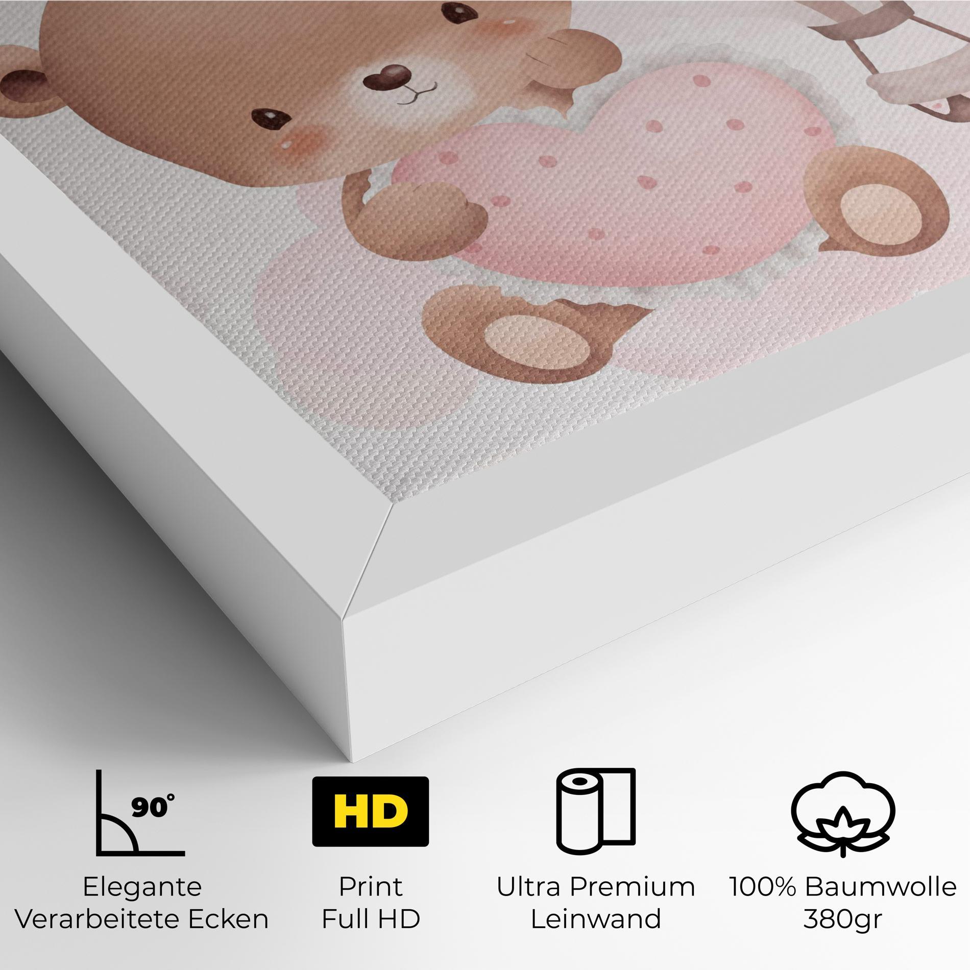 Leinwandbild Pink Heart Bear mockup 4