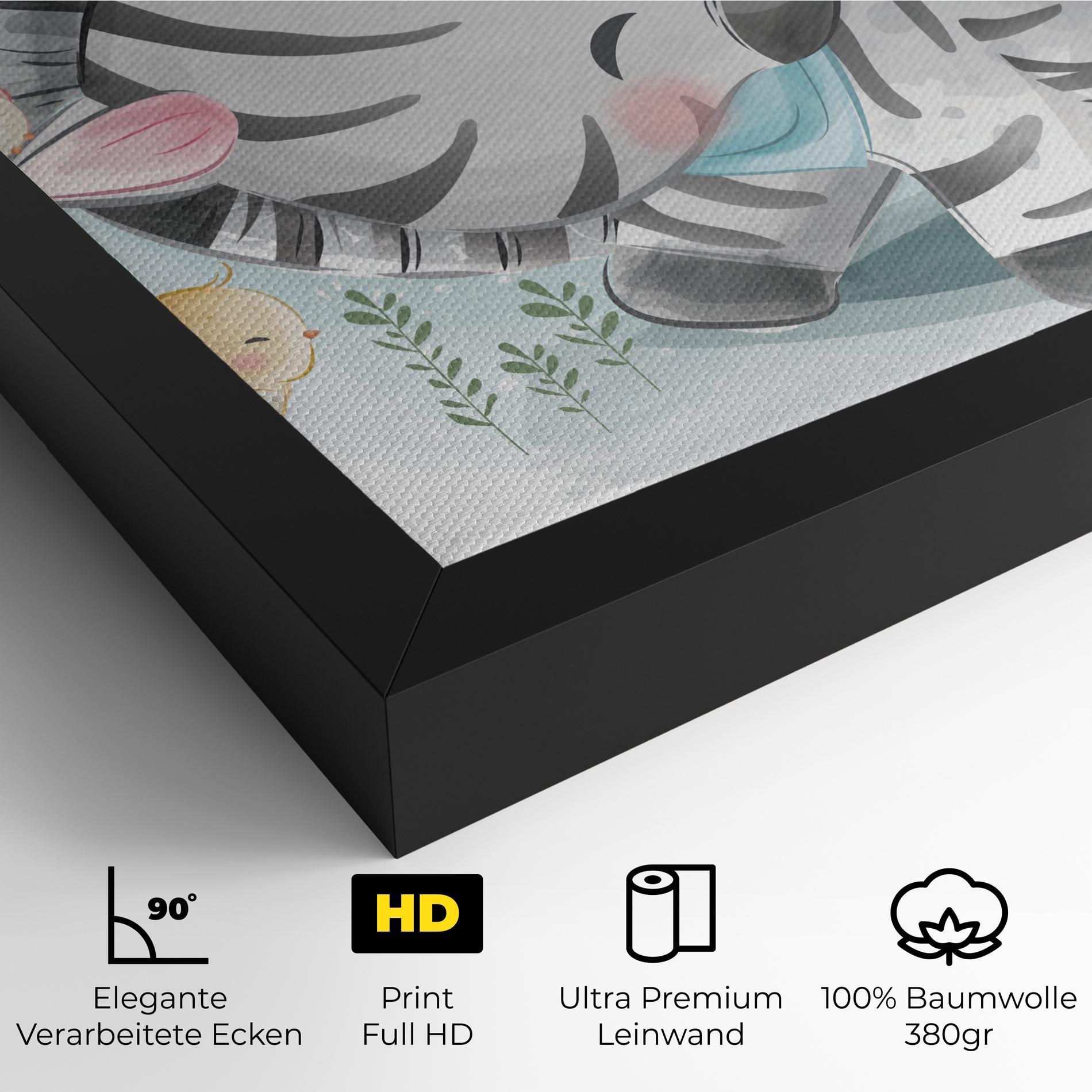 Leinwandbild Zebra With Birds mockup 4