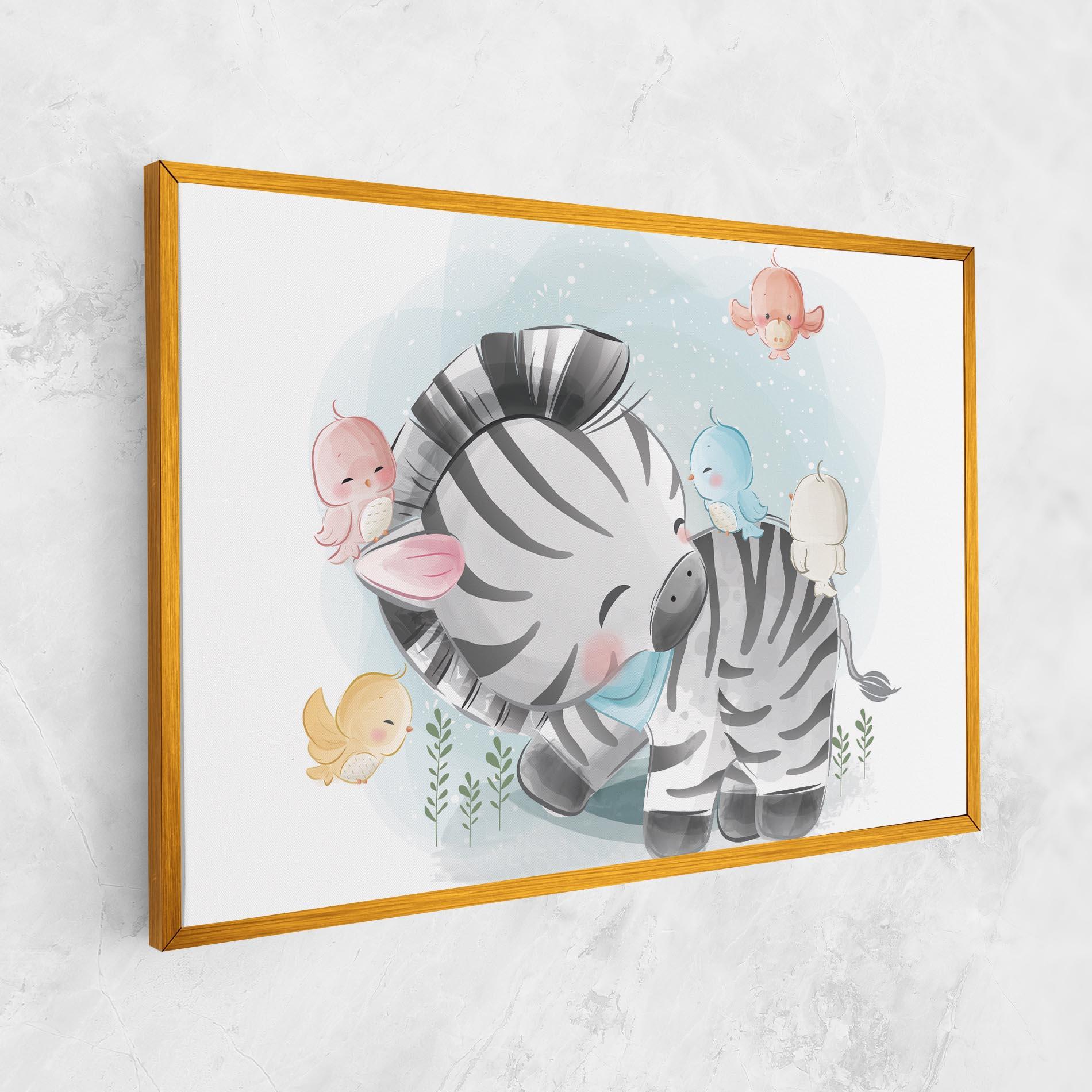 Leinwandbild Zebra With Birds mockup 1