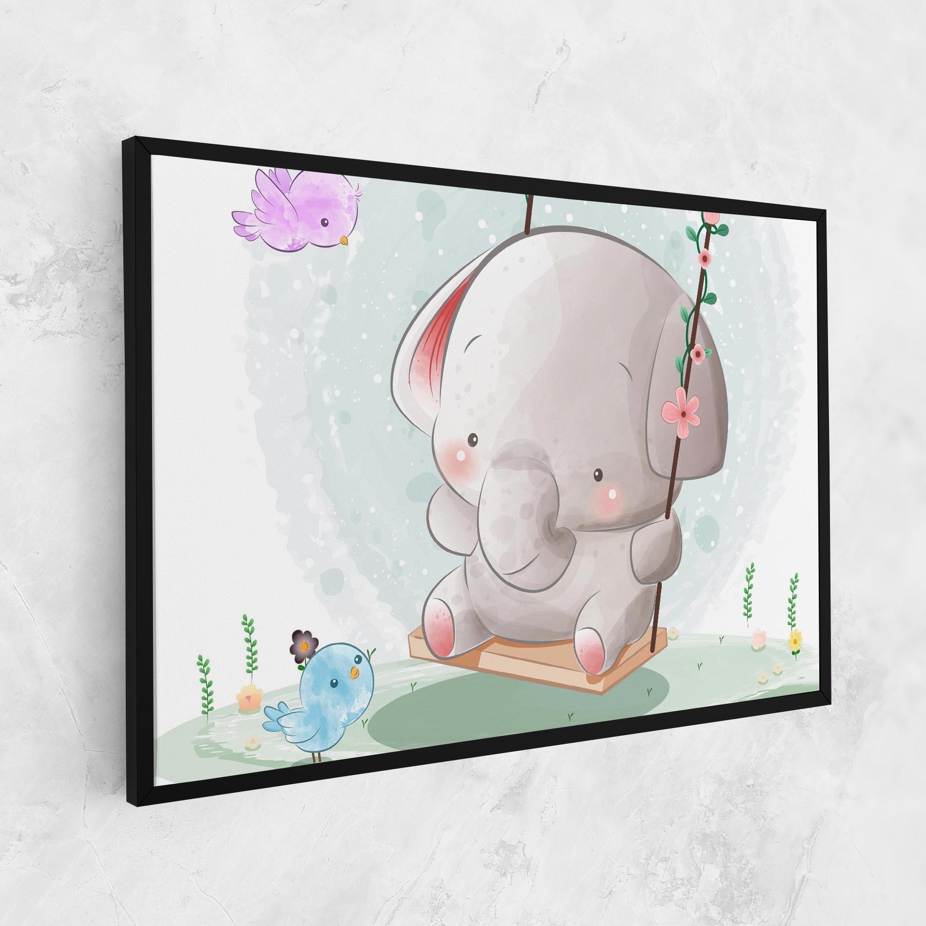 Leinwandbild Bird Baby Elephant mockup 1