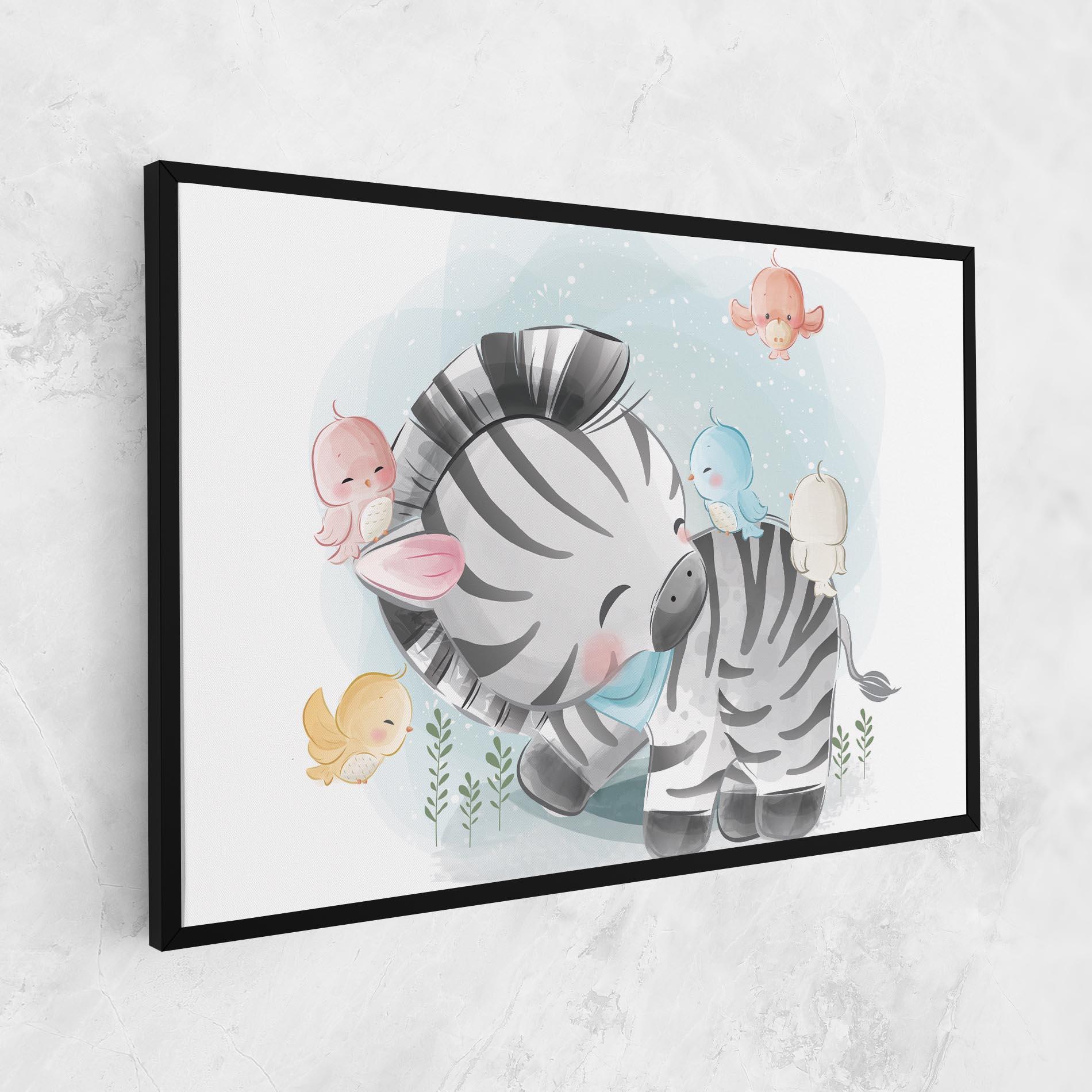 Leinwandbild Zebra With Birds mockup 1