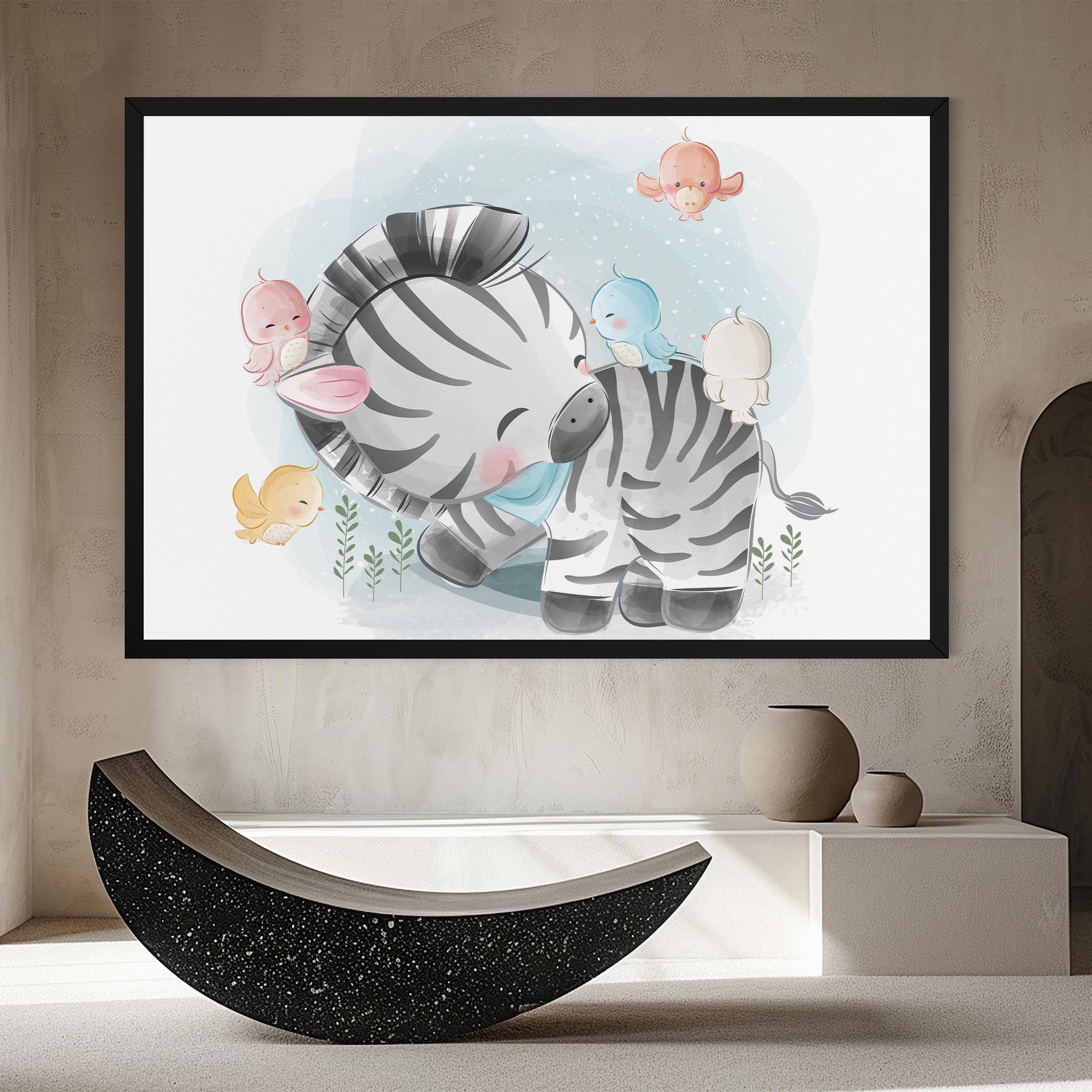Zebra With Birds mockup 8