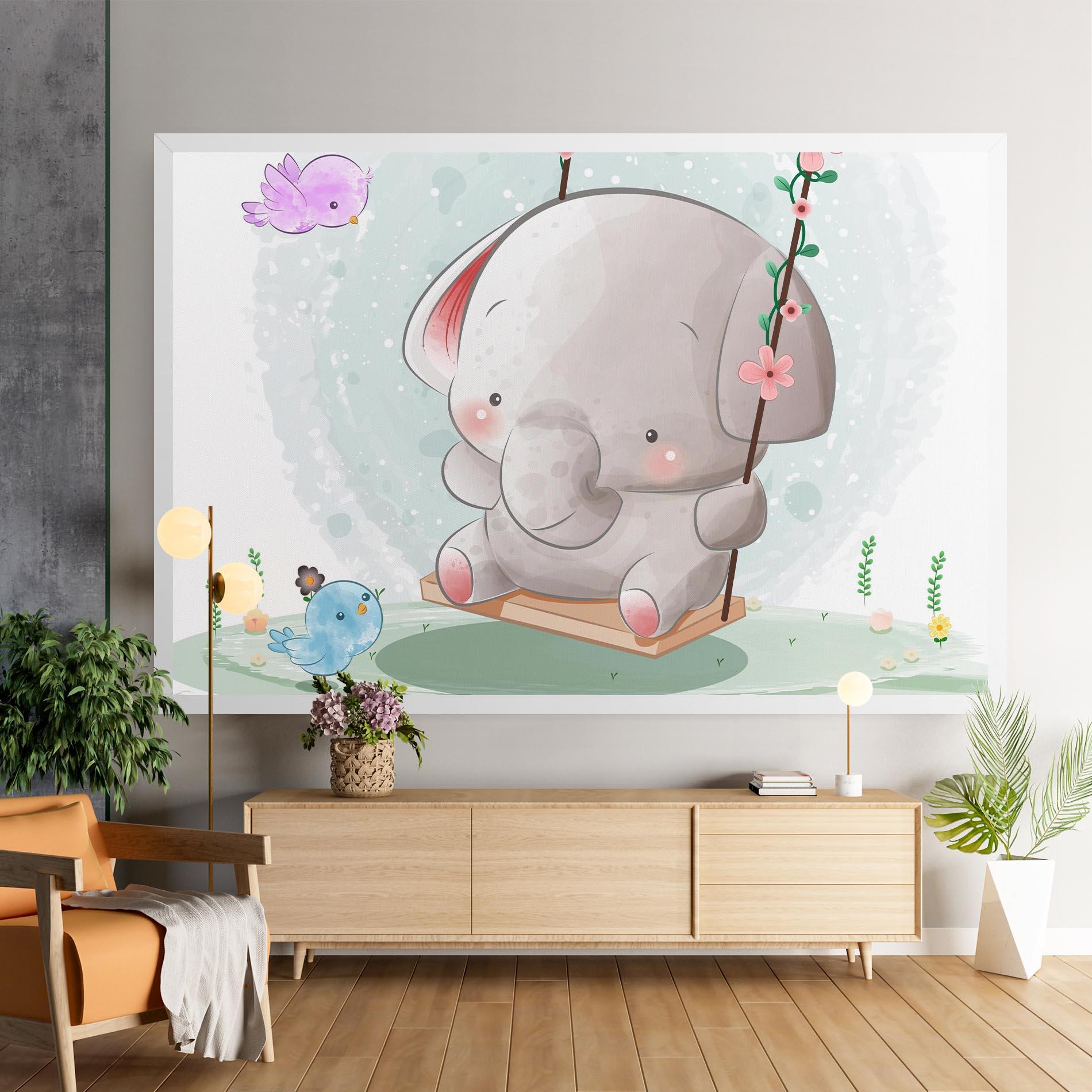 Leinwandbild Bird Baby Elephant mockup 9