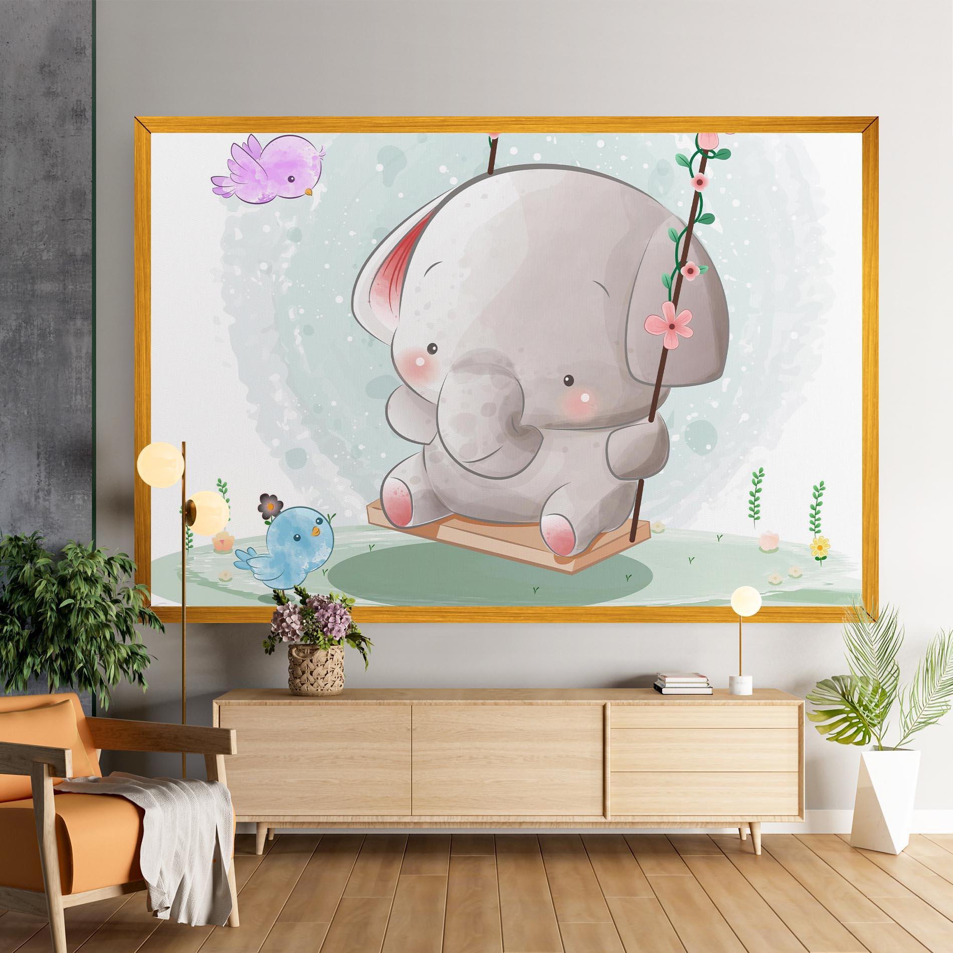Leinwandbild Bird Baby Elephant mockup 9
