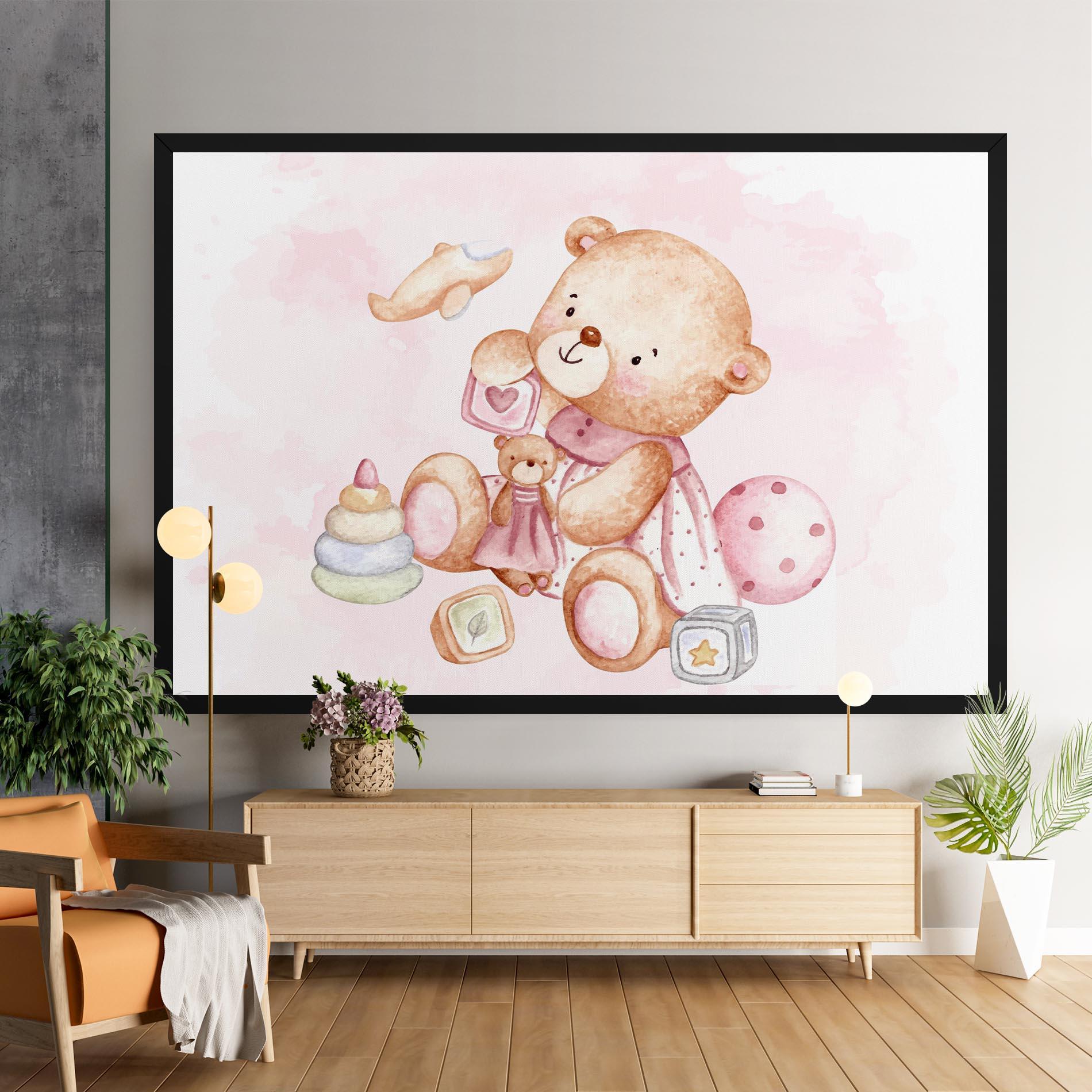 Leinwandbild Bear With Toys mockup 9