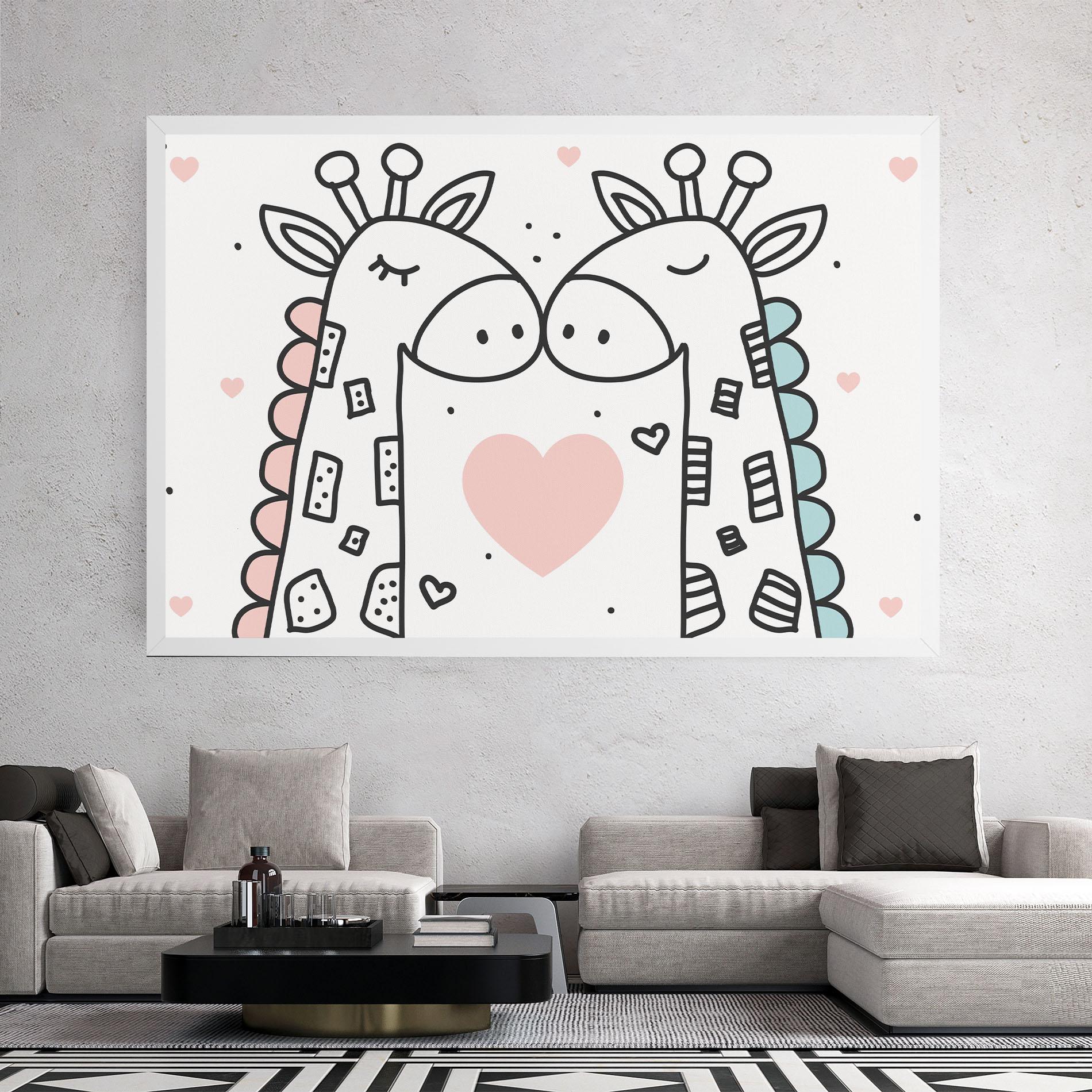 Leinwandbild Giraffe Couple mockup 2