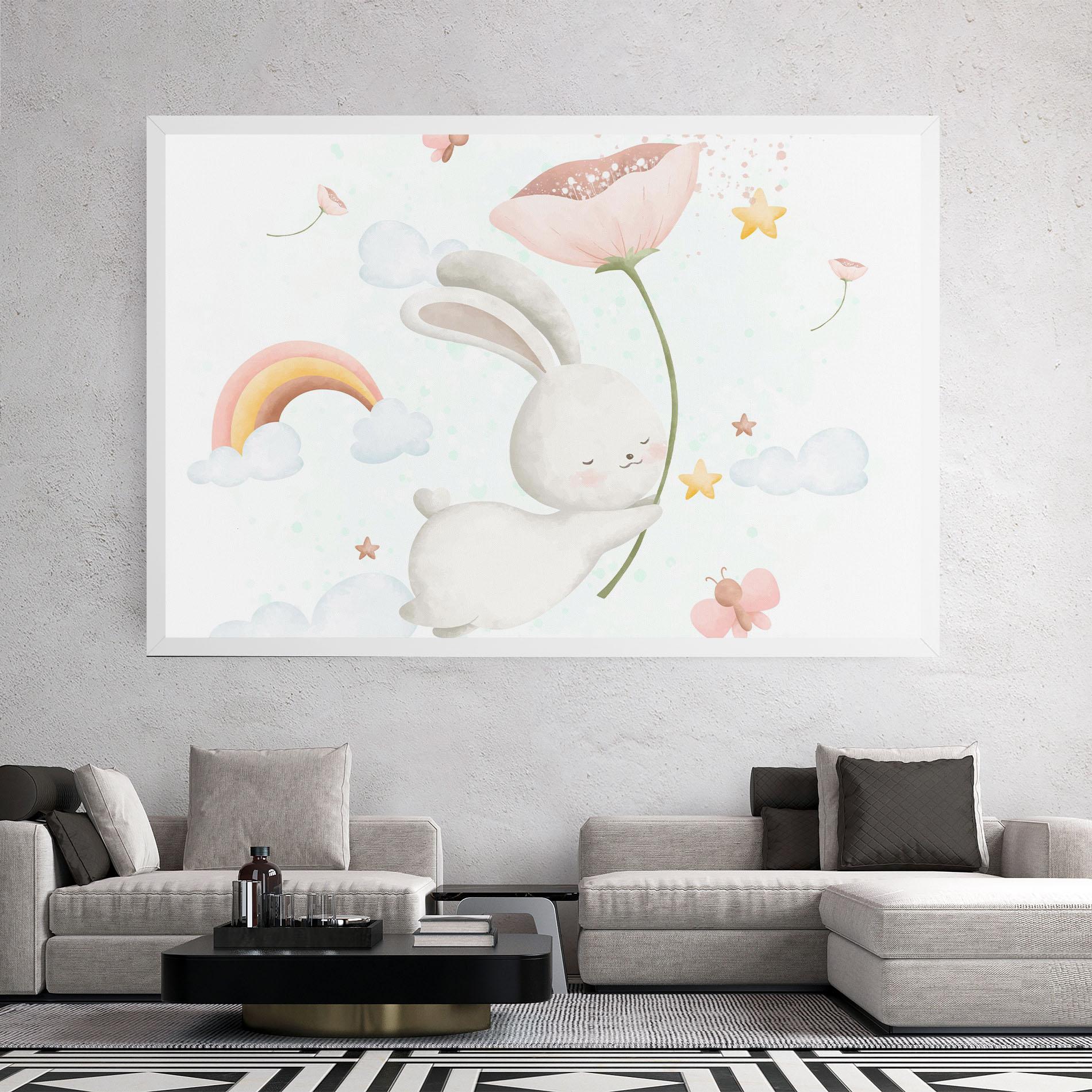 Leinwandbild Spring Flower Bunny mockup 2