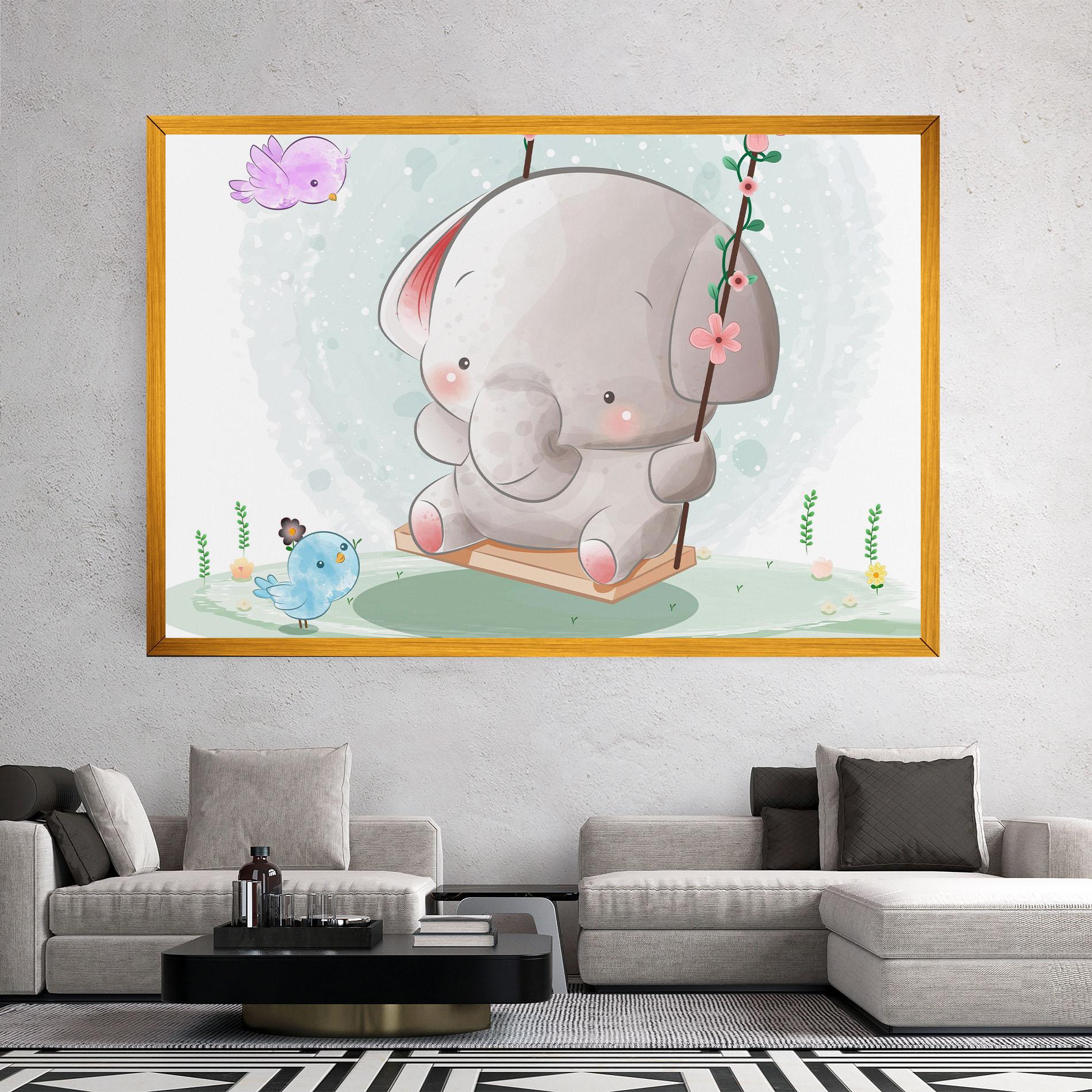 Leinwandbild Bird Baby Elephant mockup 2