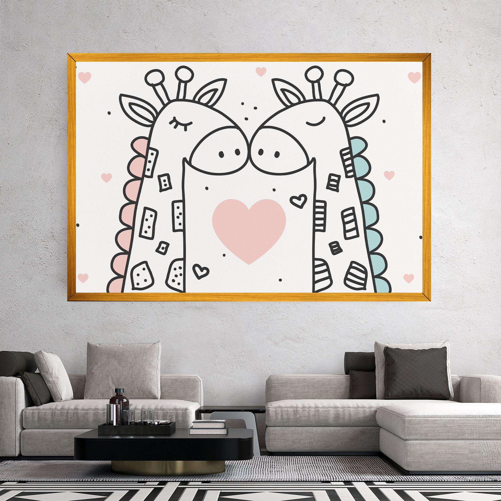 Leinwandbild Giraffe Couple mockup 2
