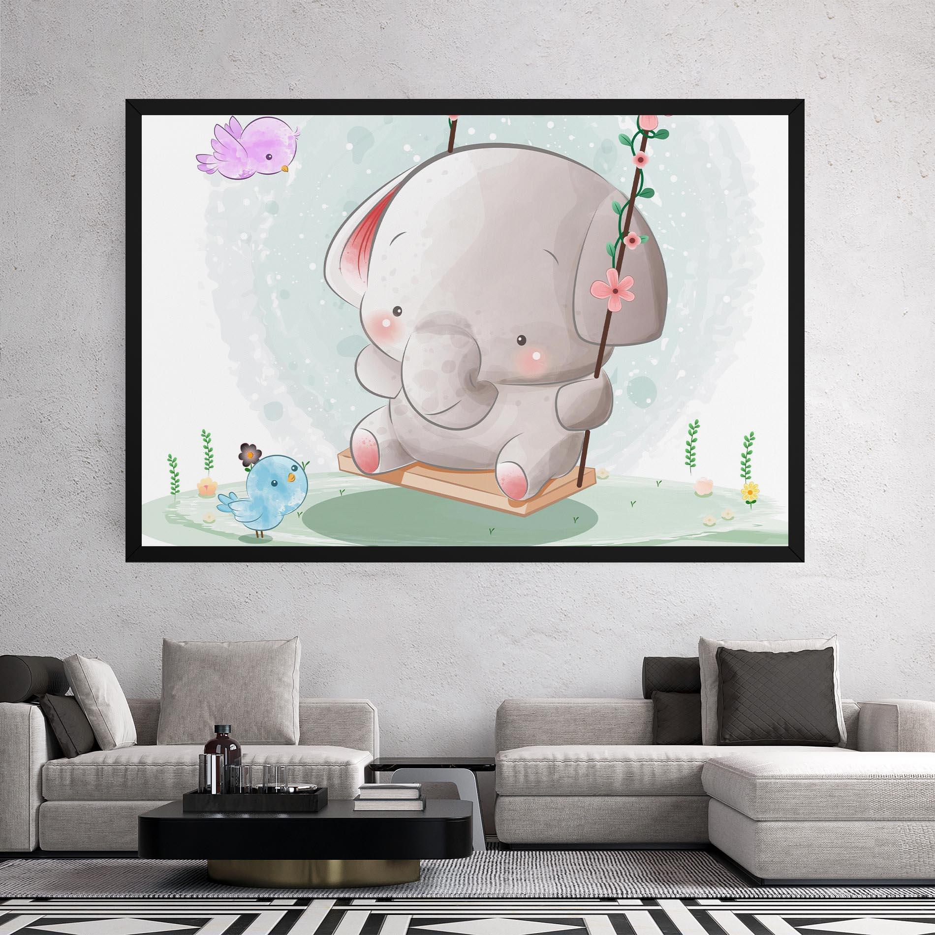 Leinwandbild Bird Baby Elephant mockup 2